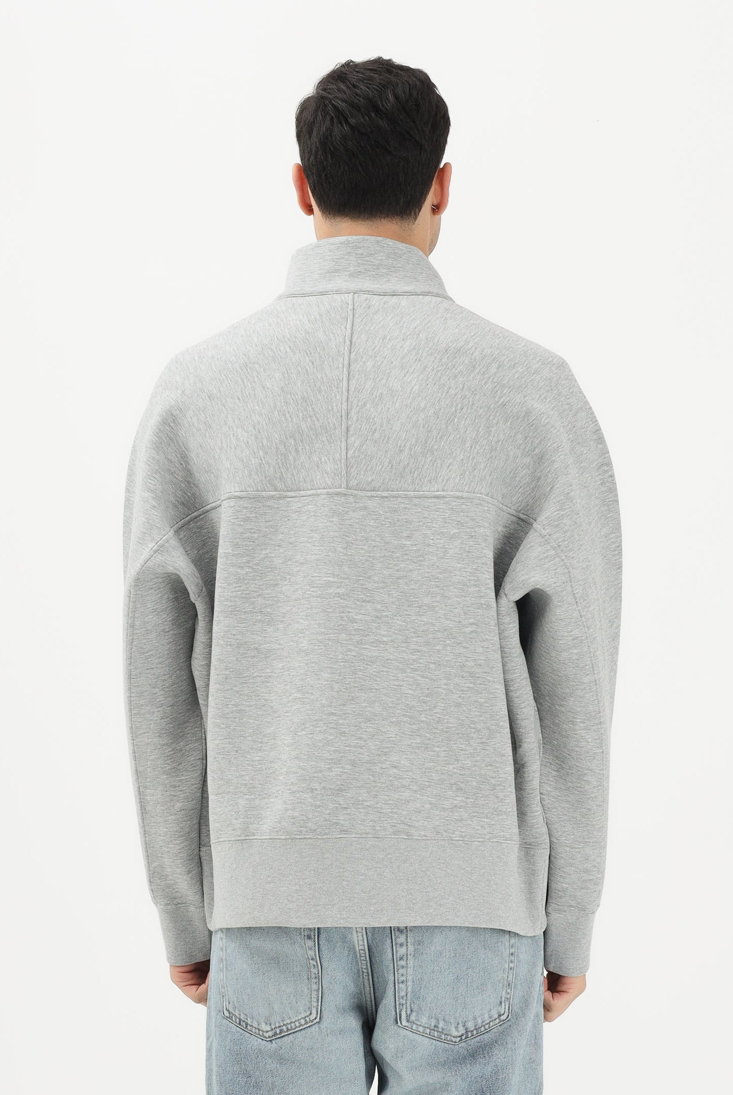 CALVIN KLEIN JEANS Felpa a mezza zip grigia da uomo con logo LV04RE221GP79 . CALVIN KLEIN JEANS
