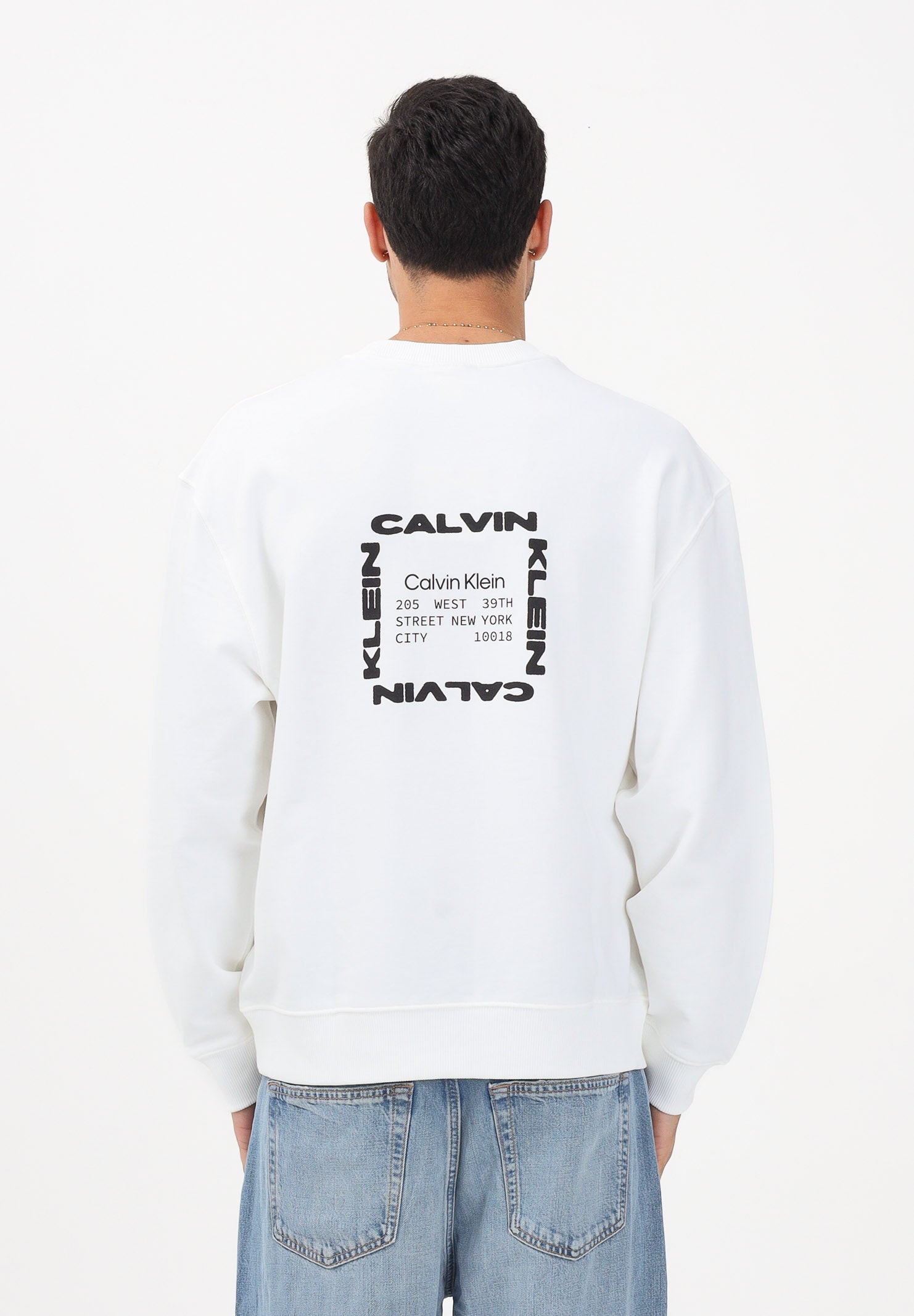 CALVIN KLEIN JEANS Felpa girocollo GRAPHIC bianca da uomo LV04RE254GYAF . CALVIN KLEIN JEANS