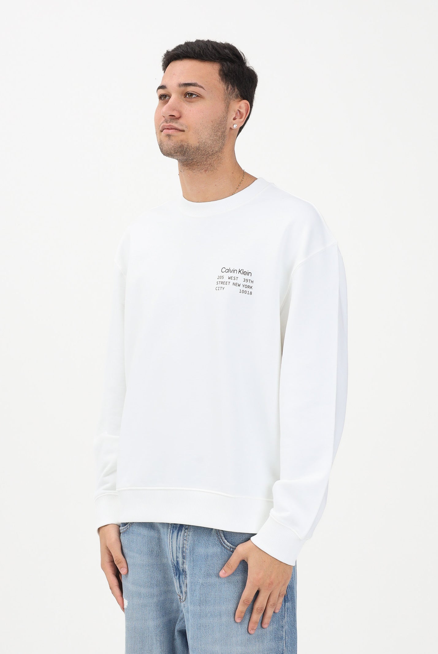 CALVIN KLEIN JEANS Felpa girocollo GRAPHIC bianca da uomo LV04RE254GYAF . CALVIN KLEIN JEANS