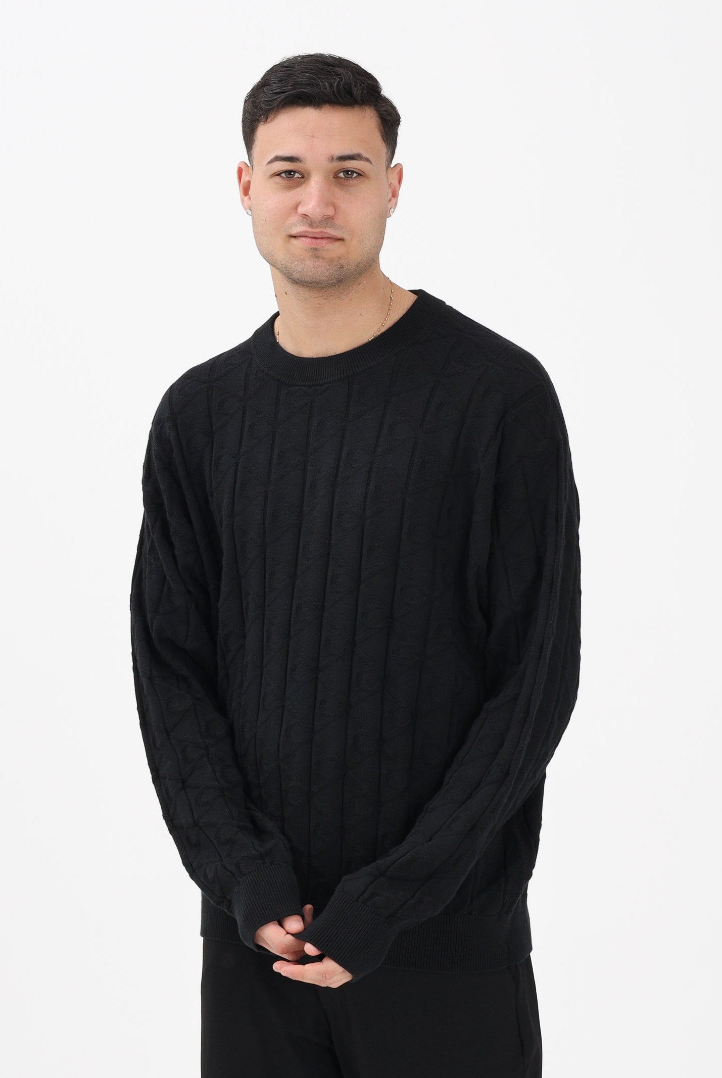 CALVIN KLEIN JEANS Maglioncino girocollo nero da uomo con logo LV04RE301GUB1 . CALVIN KLEIN JEANS
