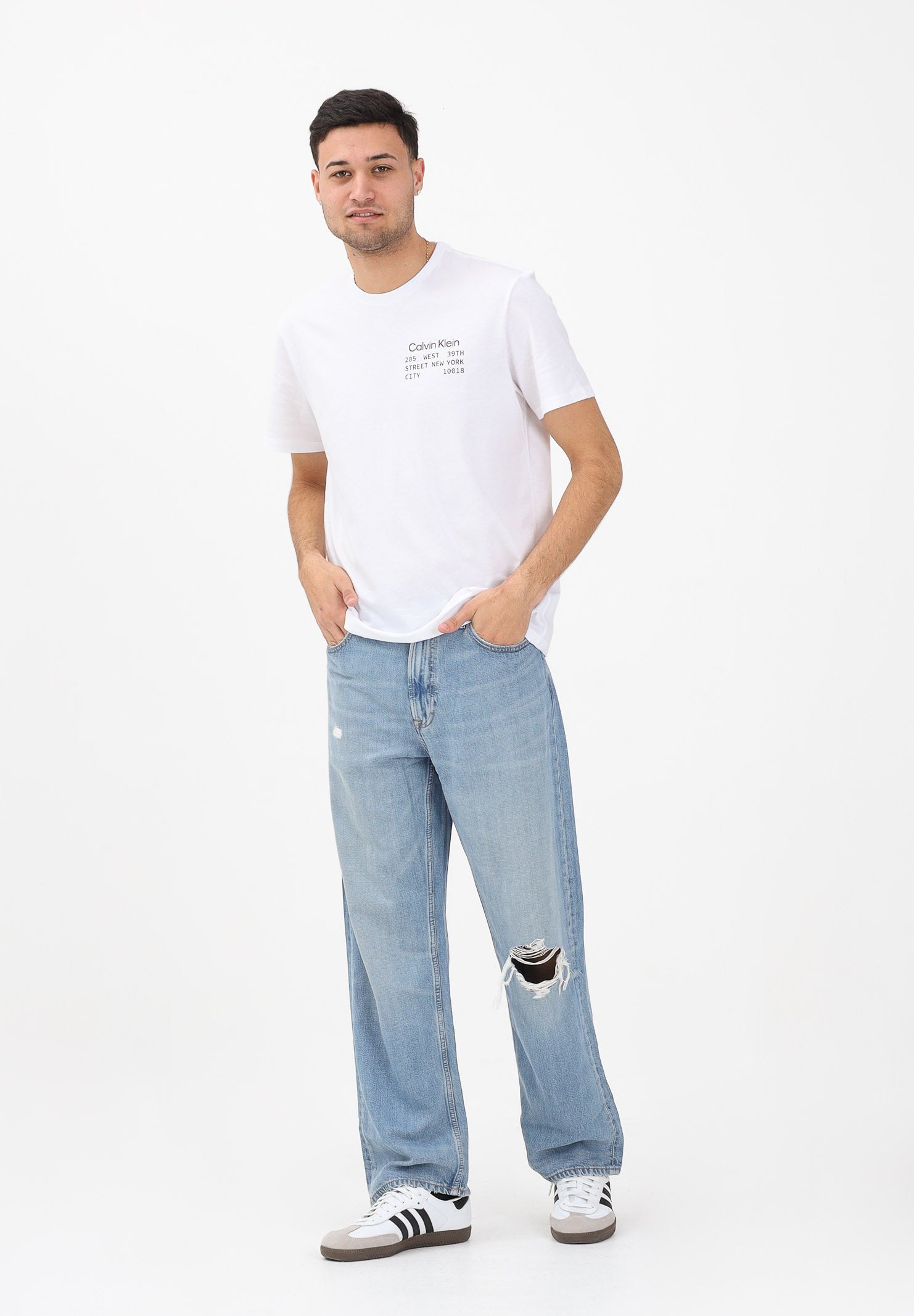CALVIN KLEIN JEANS Jeans Straight 90's Tencel Blend in denim medio da uomo LV04RE718G2U1 . CALVIN KLEIN JEANS