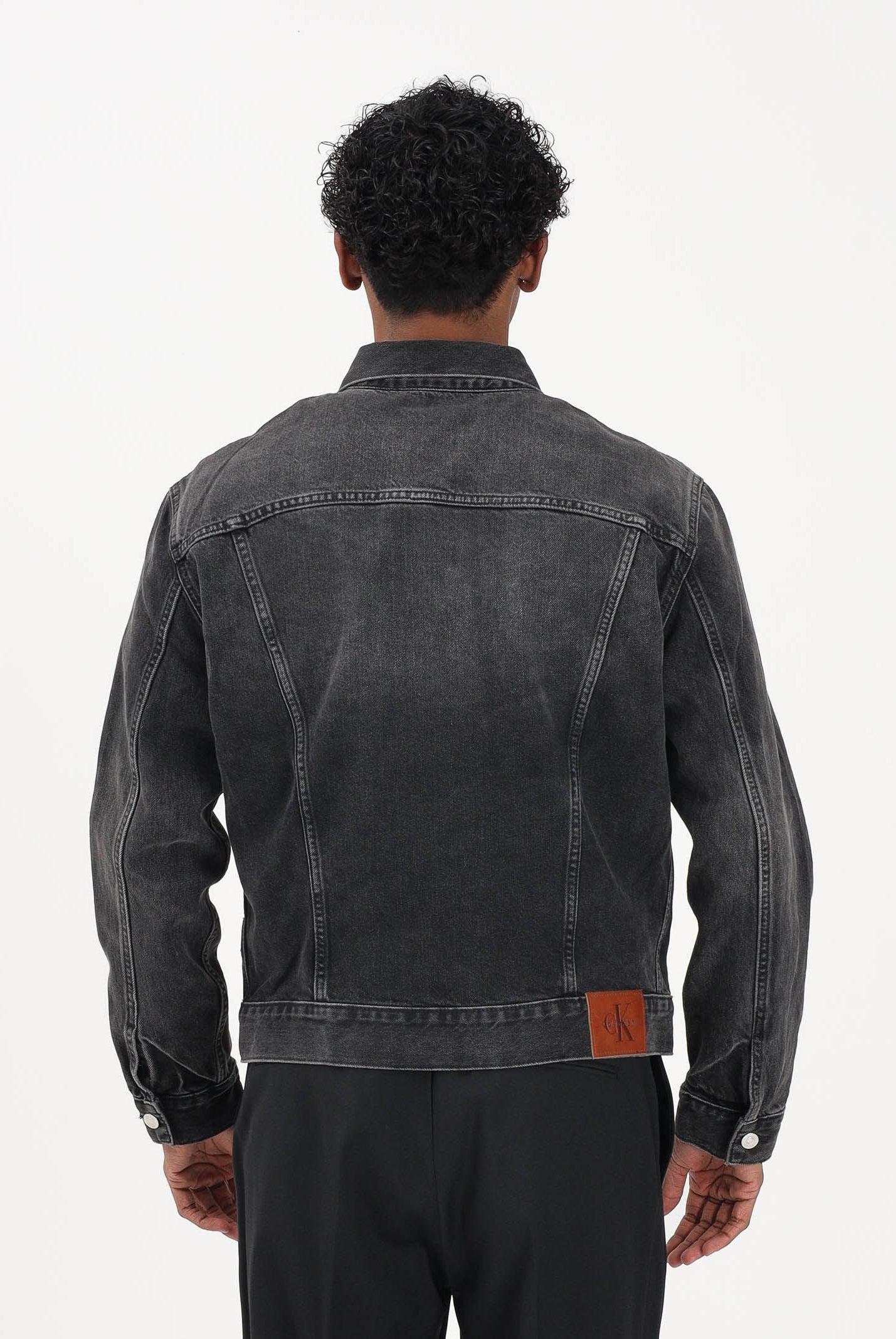 CALVIN KLEIN JEANS Giubbotto Classic in denim nero da uomo LV04RE765G2U4 . CALVIN KLEIN JEANS