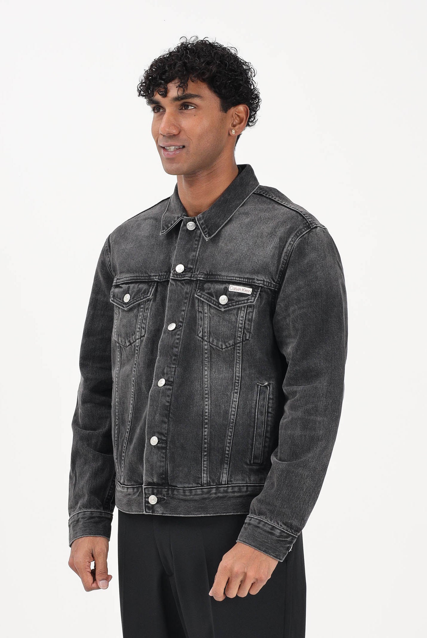 CALVIN KLEIN JEANS Giubbotto Classic in denim nero da uomo LV04RE765G2U4 . CALVIN KLEIN JEANS