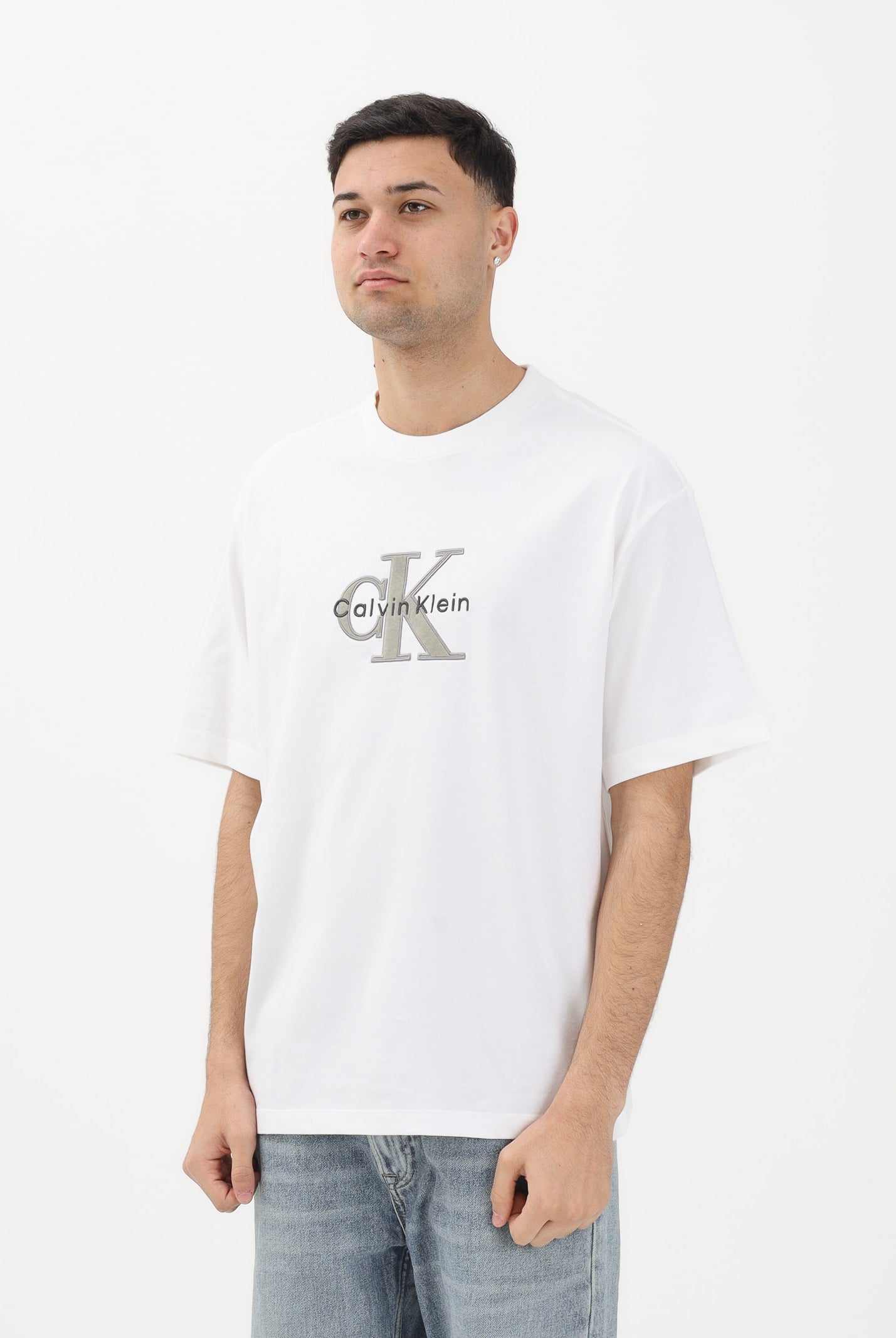 CALVIN KLEIN JEANS T-shirt a manica corta bianca da uomo con logo LV04RE815GYAF . CALVIN KLEIN JEANS