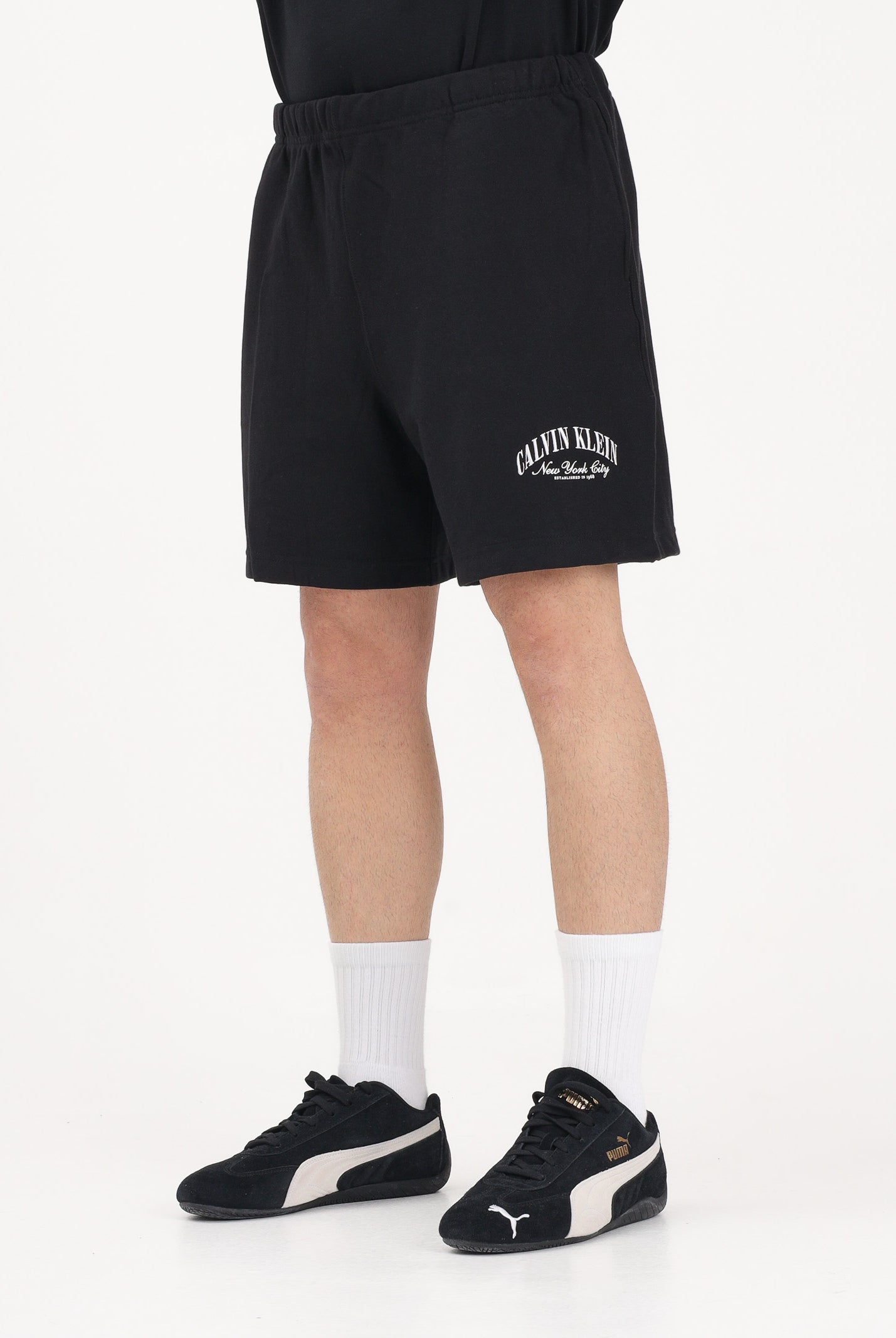 CALVIN KLEIN JEANS Shorts sportivo nero da uomo con logo a contrasto LV04RF275G UB1 CALVIN KLEIN JEANS
