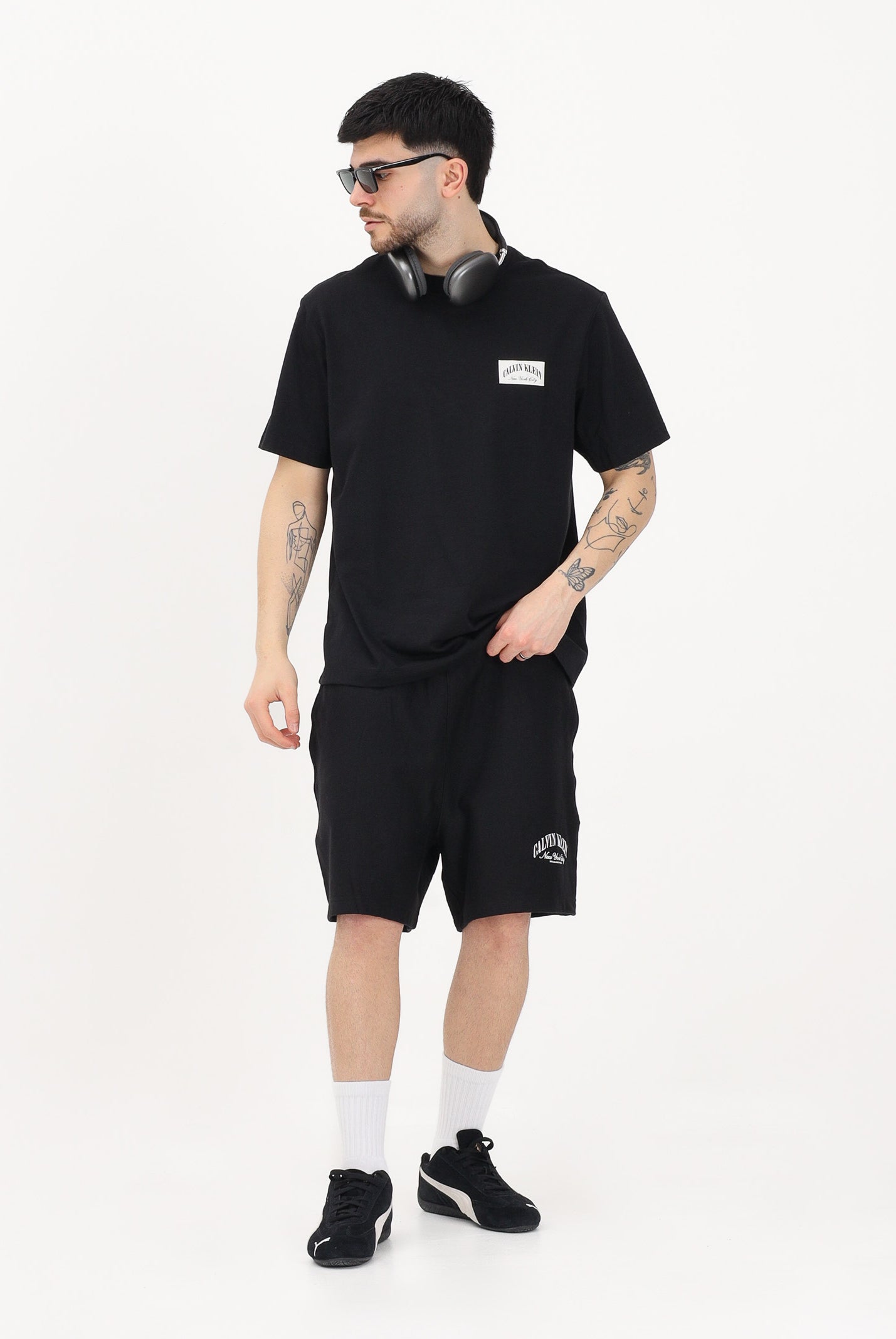 CALVIN KLEIN JEANS Shorts sportivo nero da uomo con logo a contrasto LV04RF275G UB1 CALVIN KLEIN JEANS