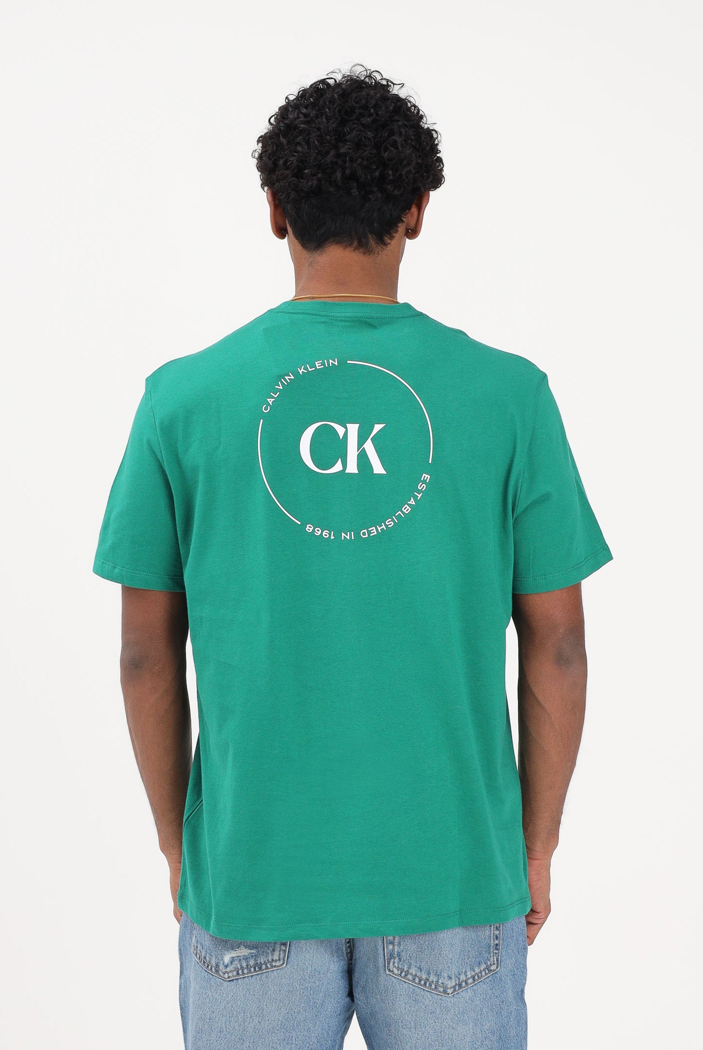 CALVIN KLEIN JEANS T-shirt a manica corta verde da uomo con stampa sul retro LV04RF801G L4G CALVIN KLEIN JEANS