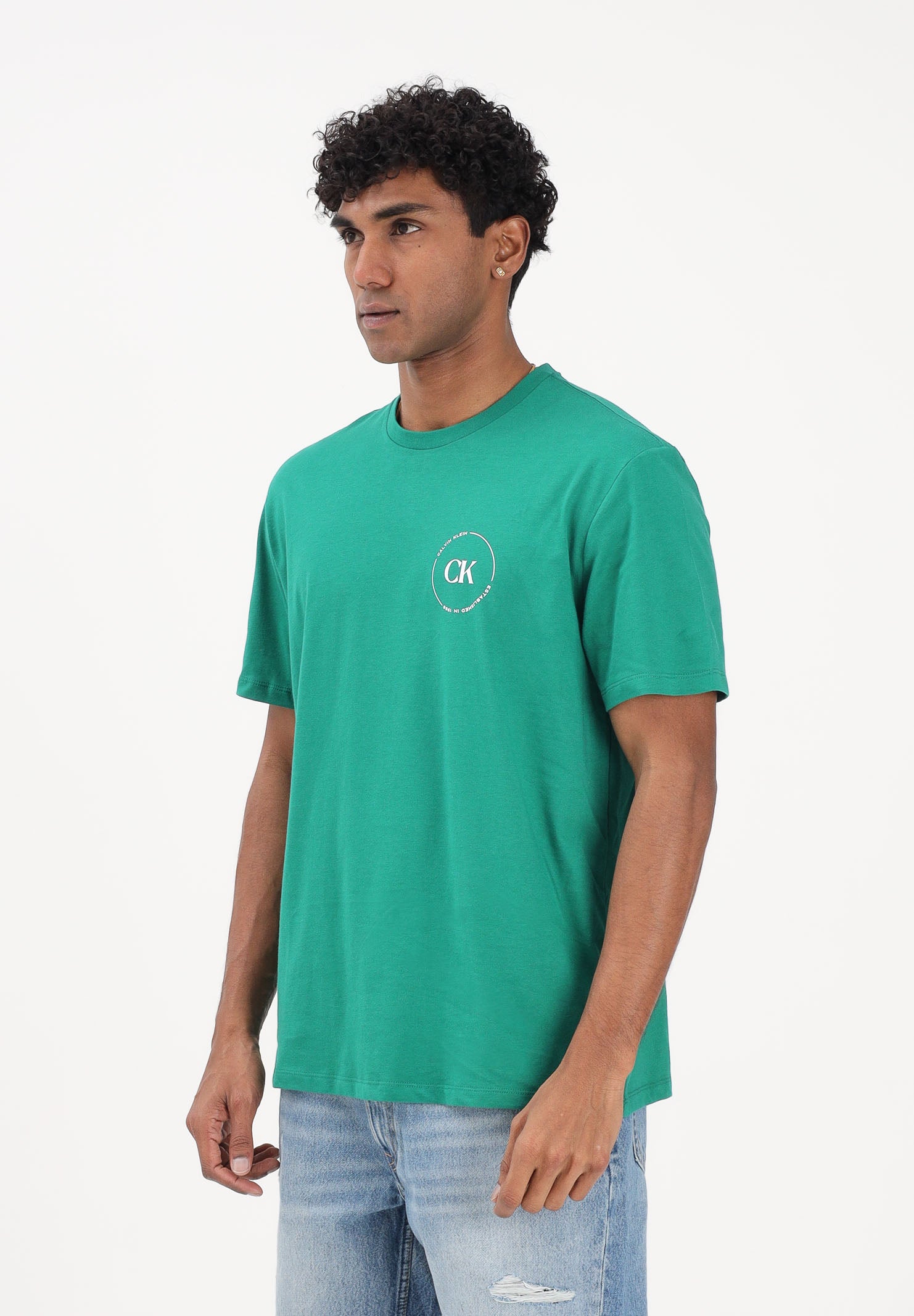 CALVIN KLEIN JEANS T-shirt a manica corta verde da uomo con stampa sul retro LV04RF801G L4G CALVIN KLEIN JEANS