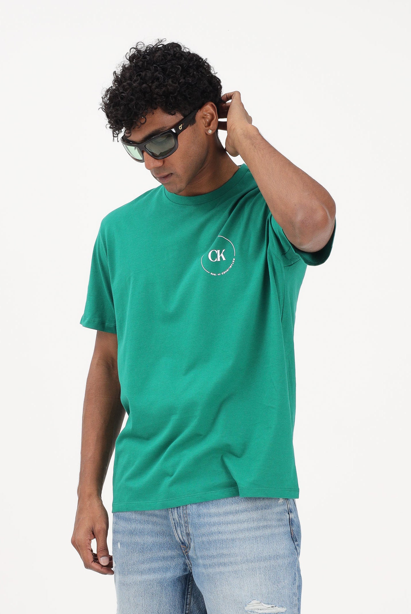 CALVIN KLEIN JEANS T-shirt a manica corta verde da uomo con stampa sul retro LV04RF801G L4G CALVIN KLEIN JEANS