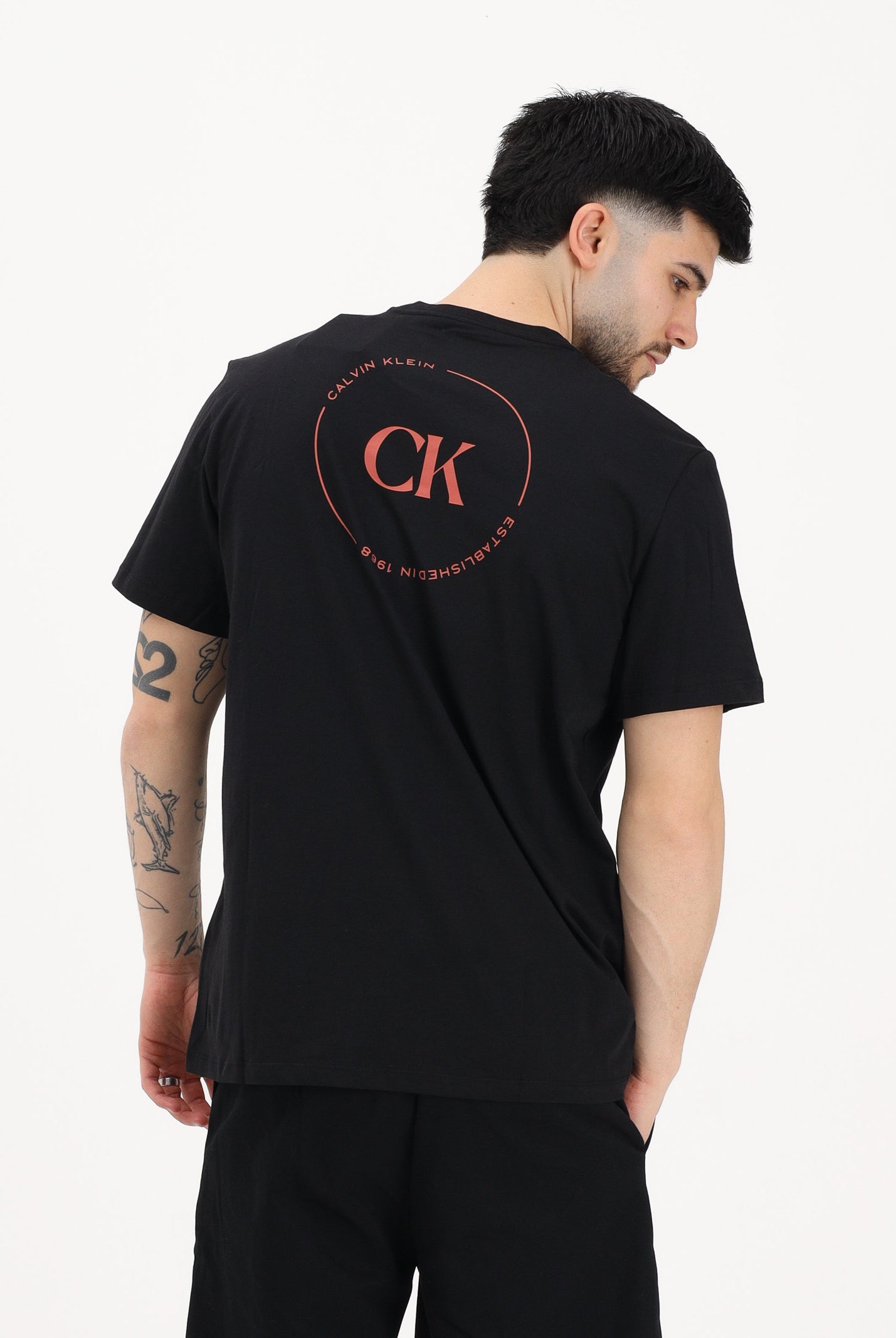 CALVIN KLEIN JEANS T-shirt a manica corta nera da uomo con stampa sul retro LV04RF801G UB1 CALVIN KLEIN JEANS