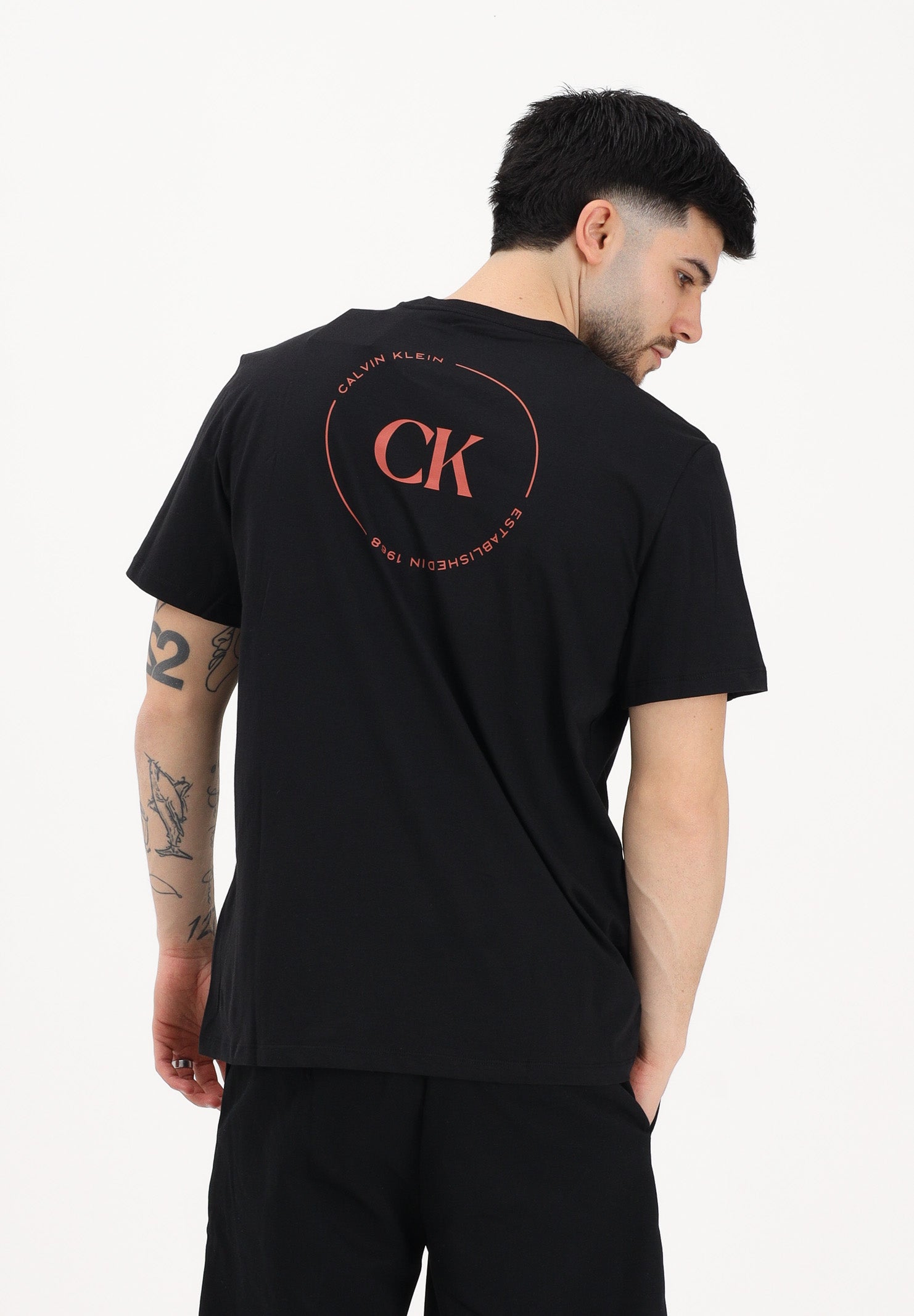 CALVIN KLEIN JEANS T-shirt a manica corta nera da uomo con stampa sul retro LV04RF801G UB1 CALVIN KLEIN JEANS