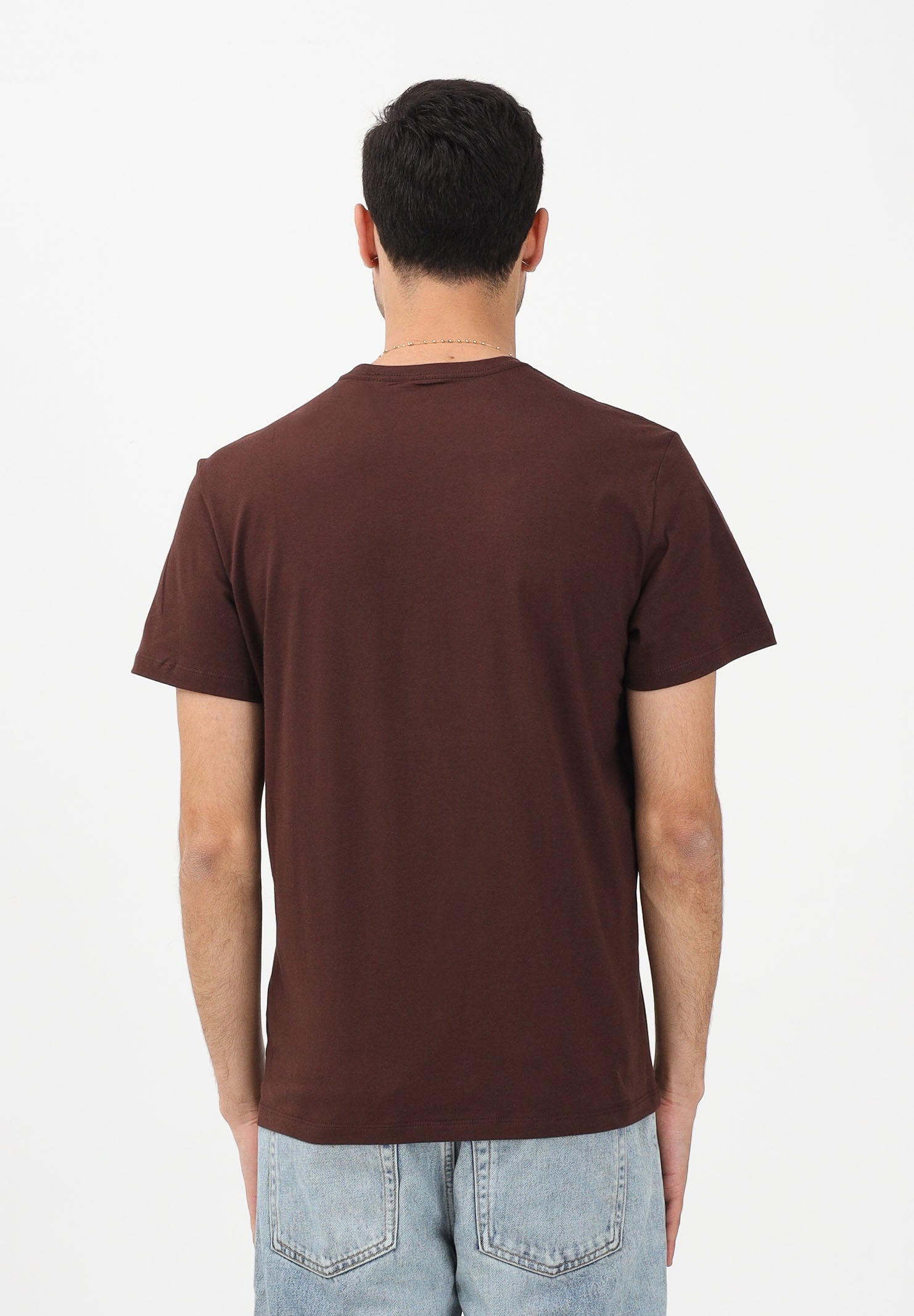 CALVIN KLEIN JEANS T-shirt a manica corta marrone da uomo con stampa logo LV14RE816G2IN . CALVIN KLEIN JEANS