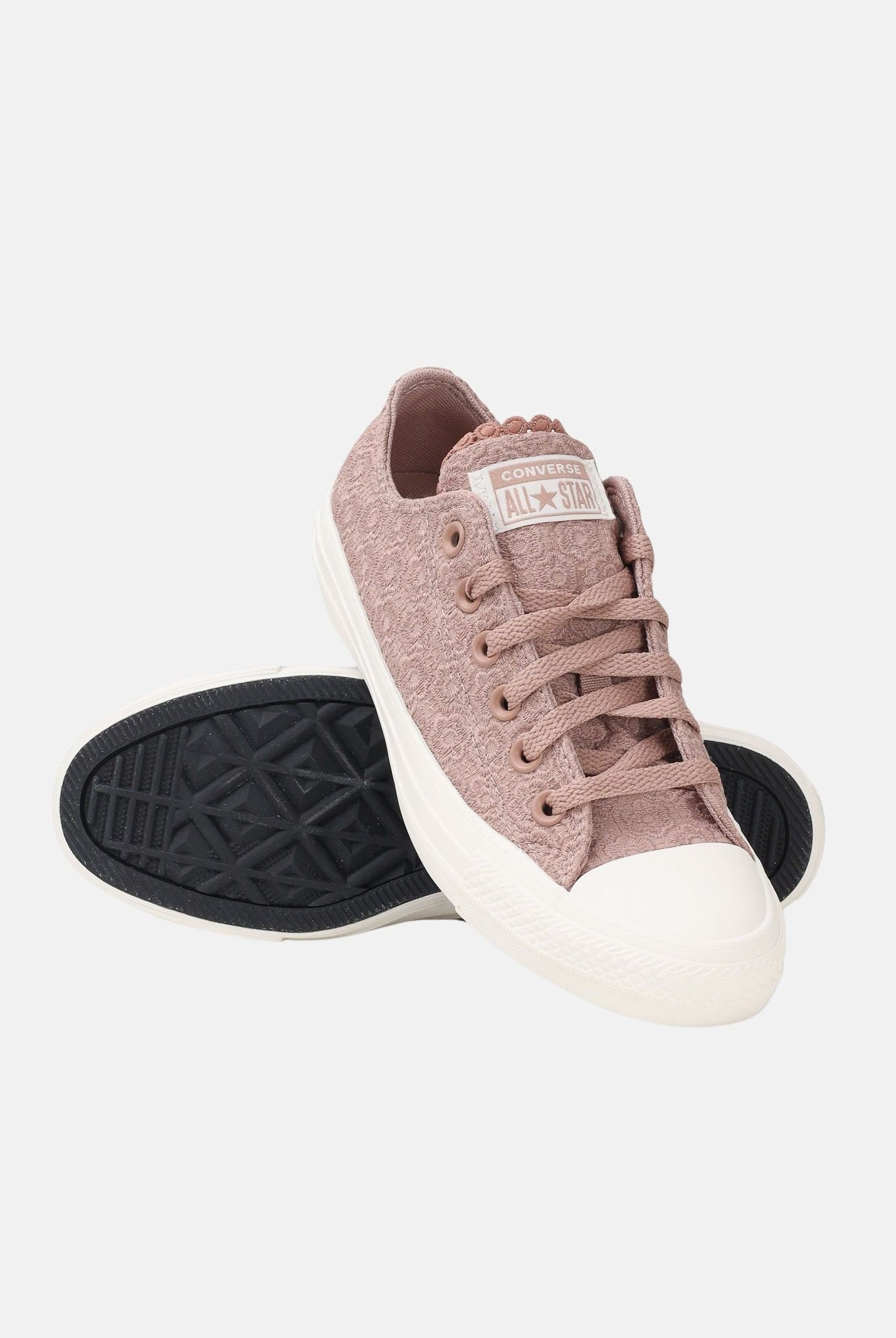 CONVERSE sneakers basse Chuck Taylor All Star Crochet Florals Brown-Cream marrone/crema donna. A17584C . CONVERSE