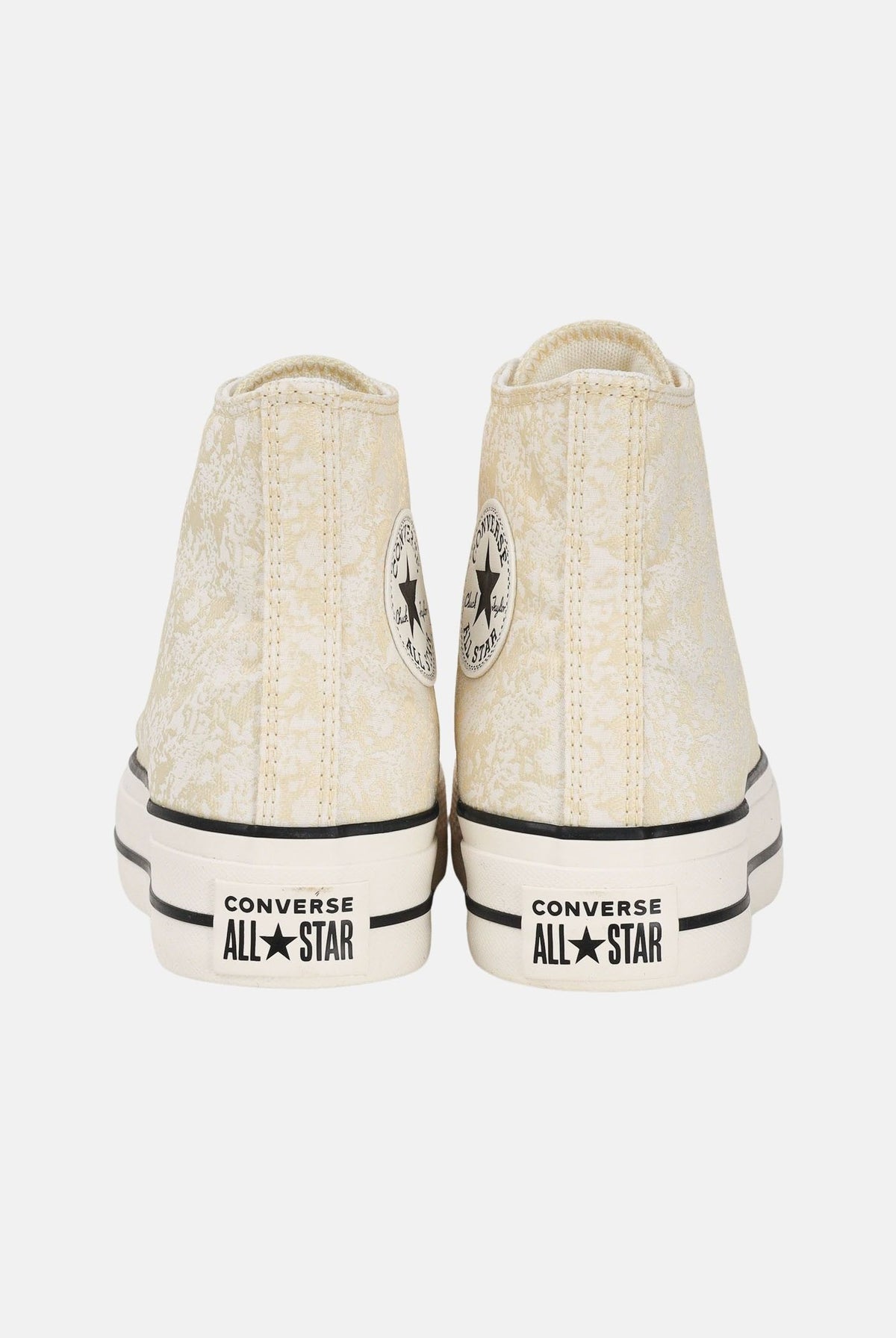 CONVERSE Sneakers Chuck Taylor All Star Lift Elevated Material Cano Alto panna e oro da donna A19115C . CONVERSE