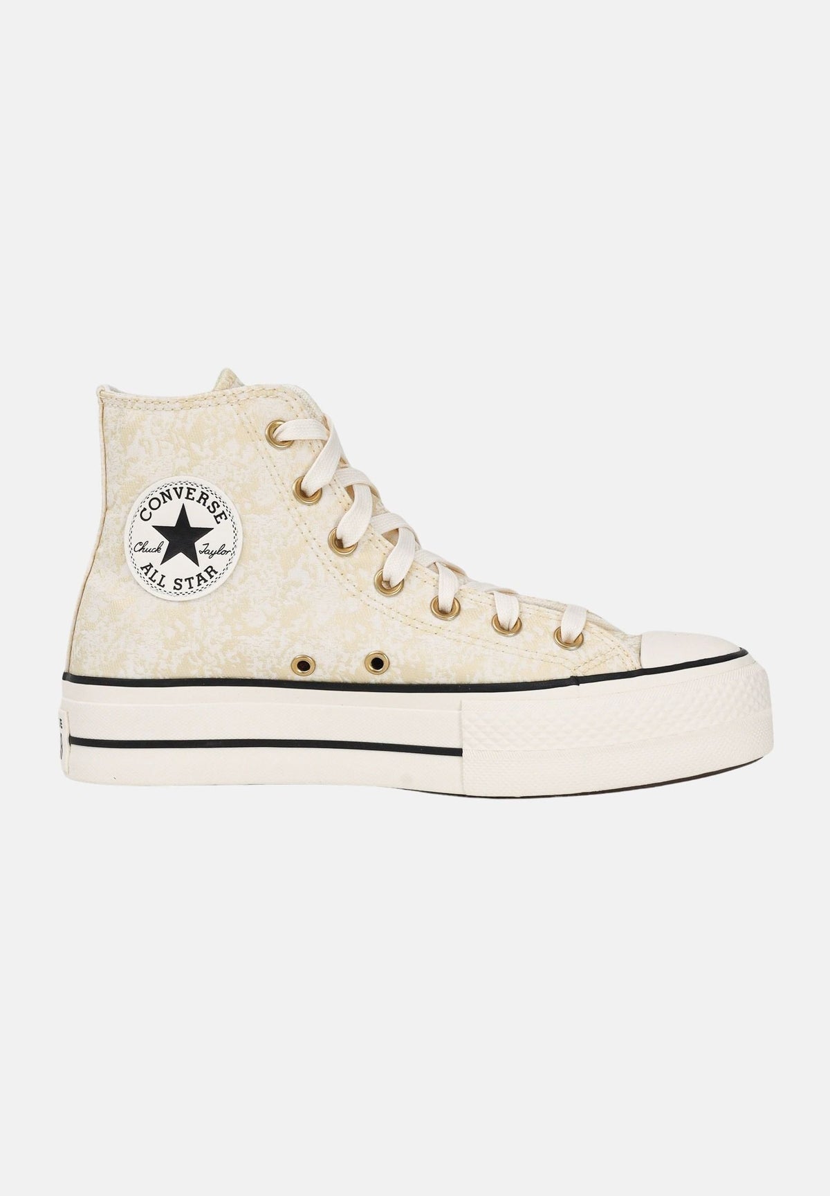 CONVERSE Sneakers Chuck Taylor All Star Lift Elevated Material Cano Alto panna e oro da donna A19115C . CONVERSE