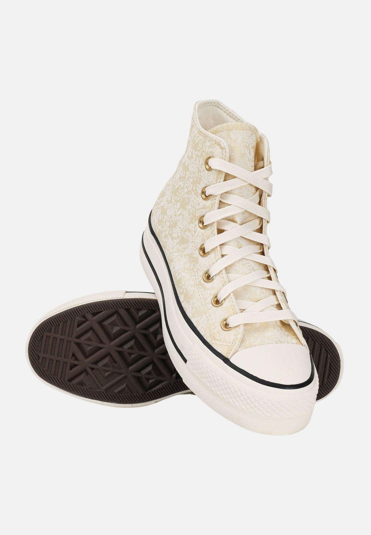 CONVERSE Sneakers Chuck Taylor All Star Lift Elevated Material Cano Alto panna e oro da donna A19115C . CONVERSE