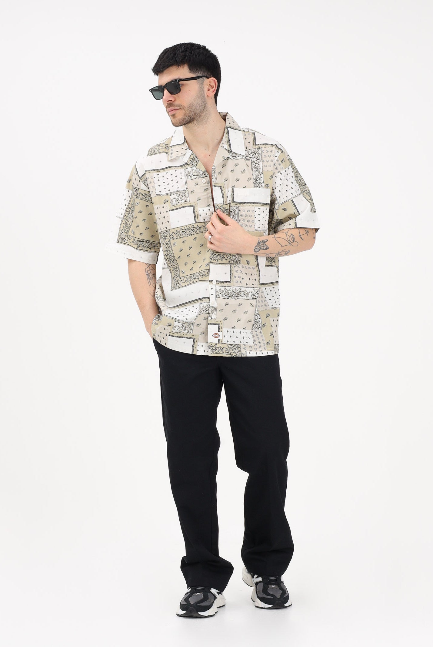 DICKIES Camicia a manica corta Glandorf panna e beige da uomo DK0A889TC481 . DIckies
