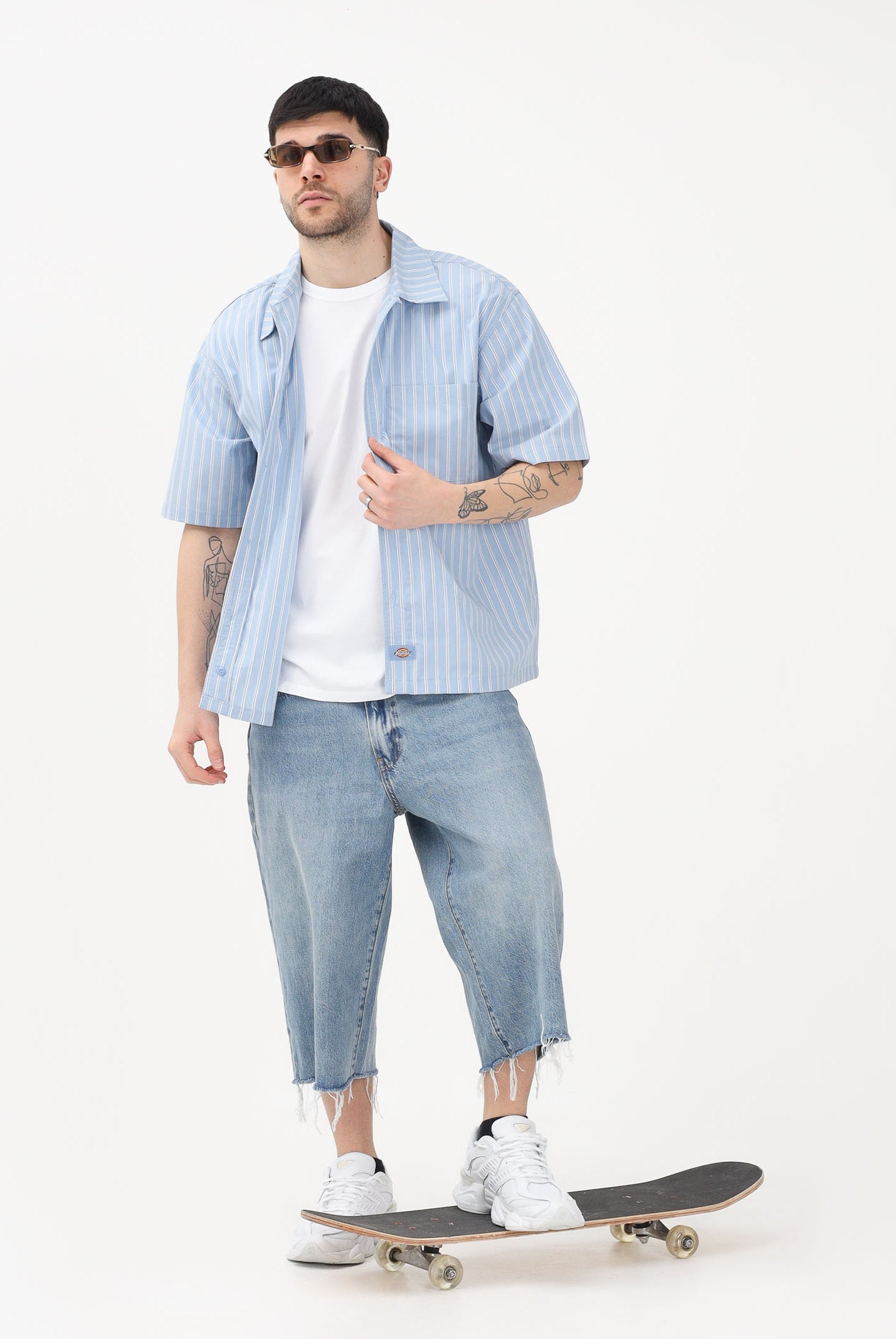 DICKIES Camicia a manica corta Venedocia azzurra da uomo con motivo a righe DK0A88GUL391 . DIckies