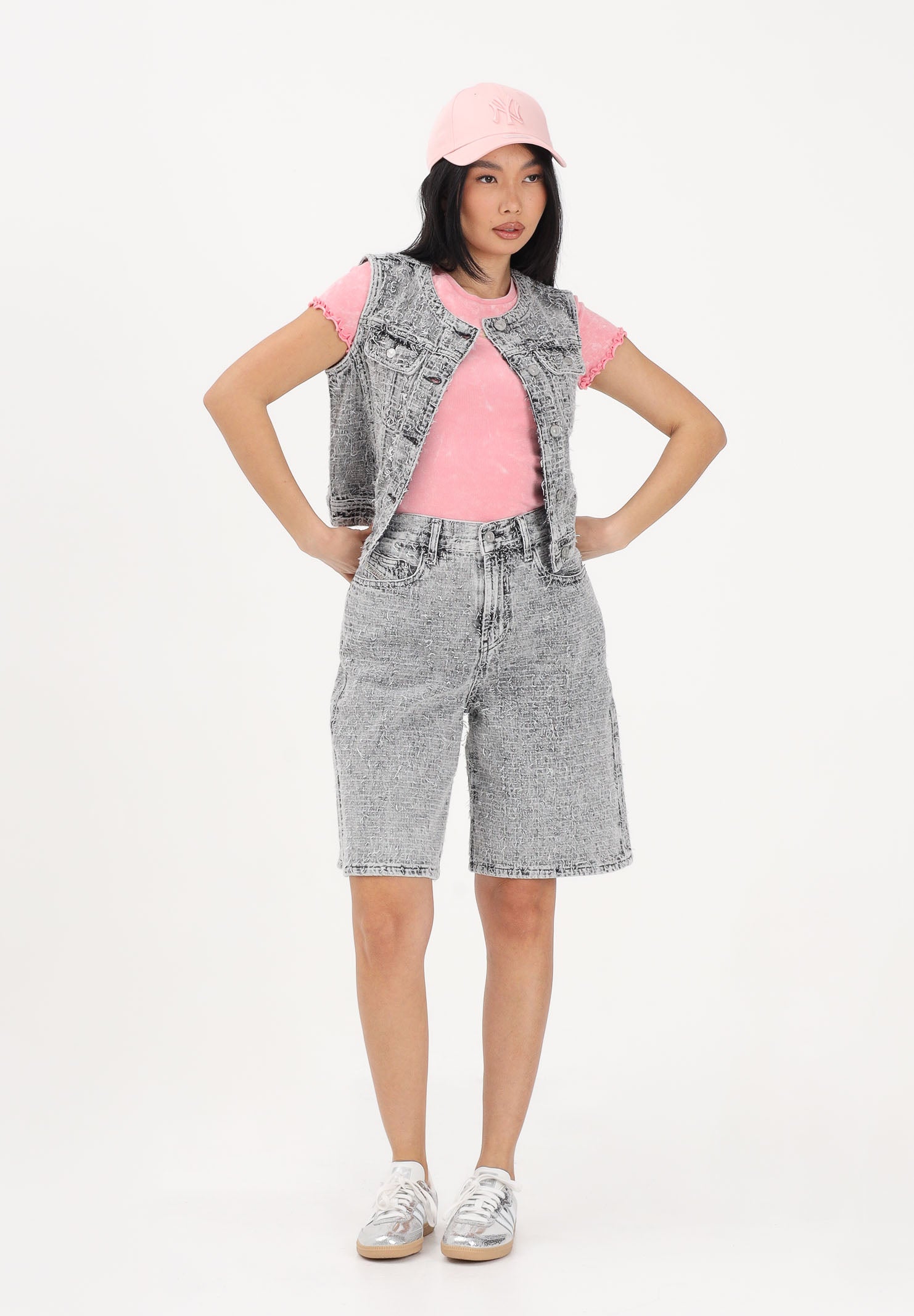 DIESEL Bermuda in denim grigio per donna, ragazzi e bambini J02345KXBR5 K02 DIESEL