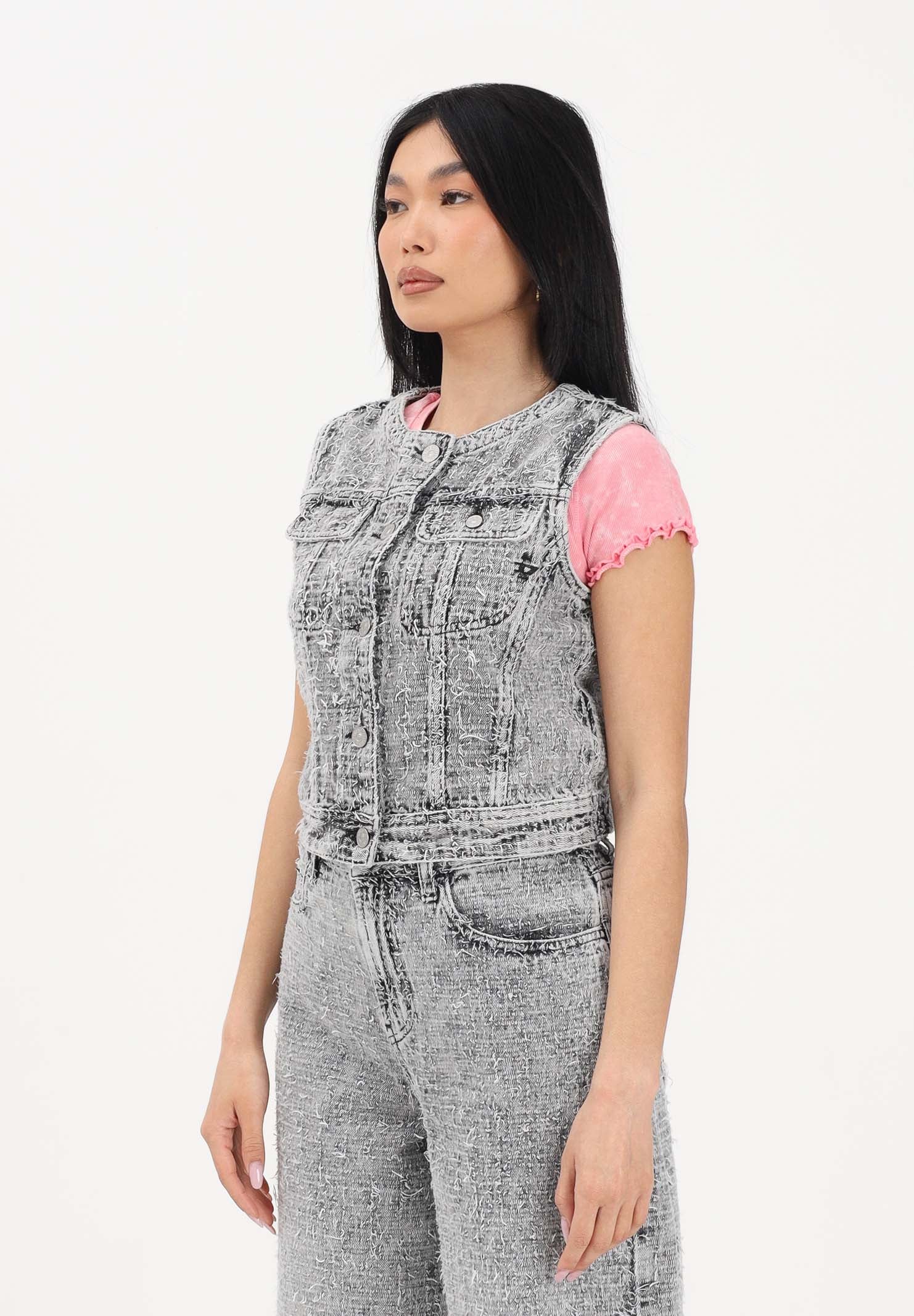 DIESEL Gilet grigio per donna, ragazze e bambine in denim effetto tweed J02509KXBR5 K02 DIESEL