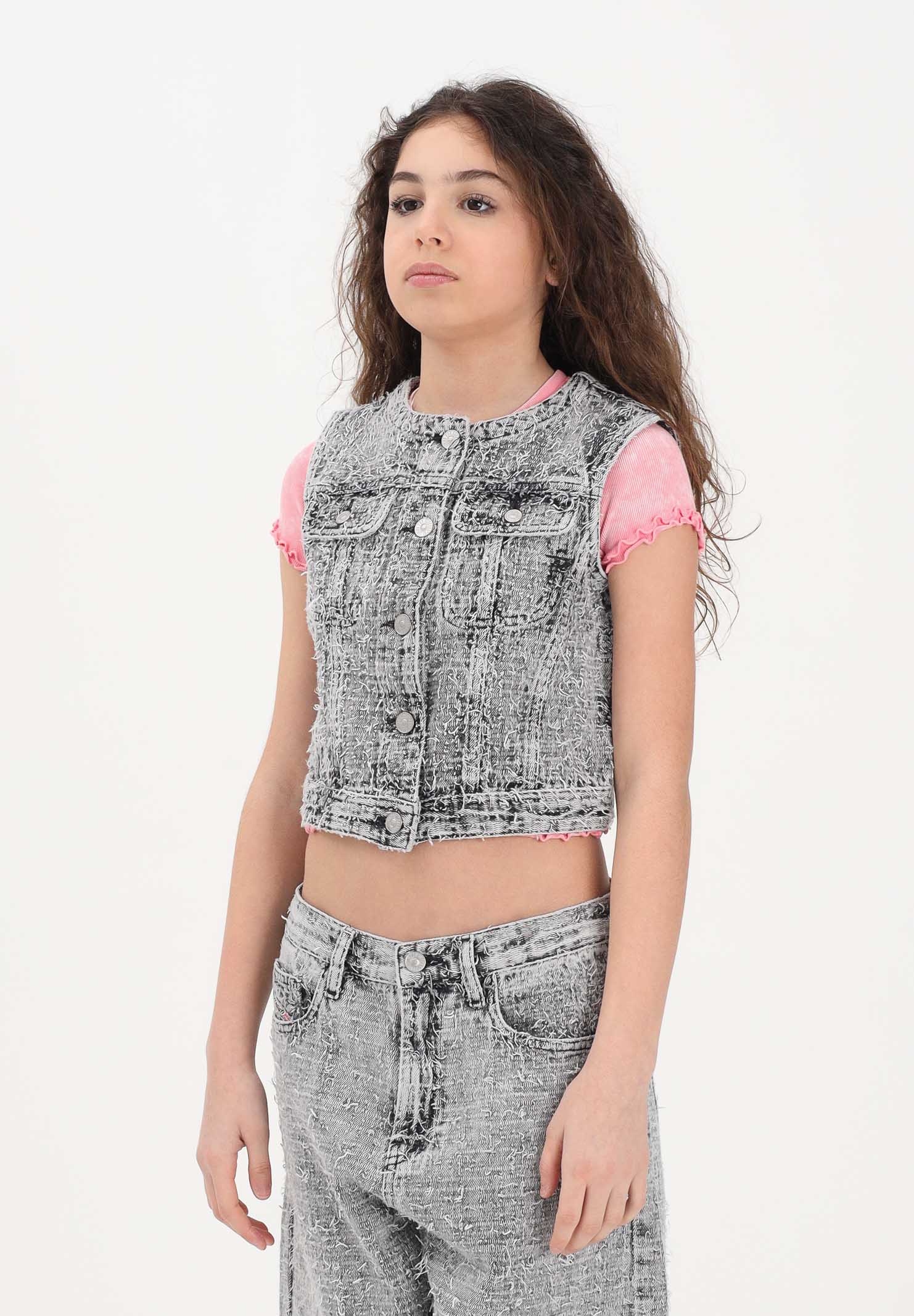 DIESEL Gilet grigio per donna, ragazze e bambine in denim effetto tweed J02509KXBR5 K02 DIESEL