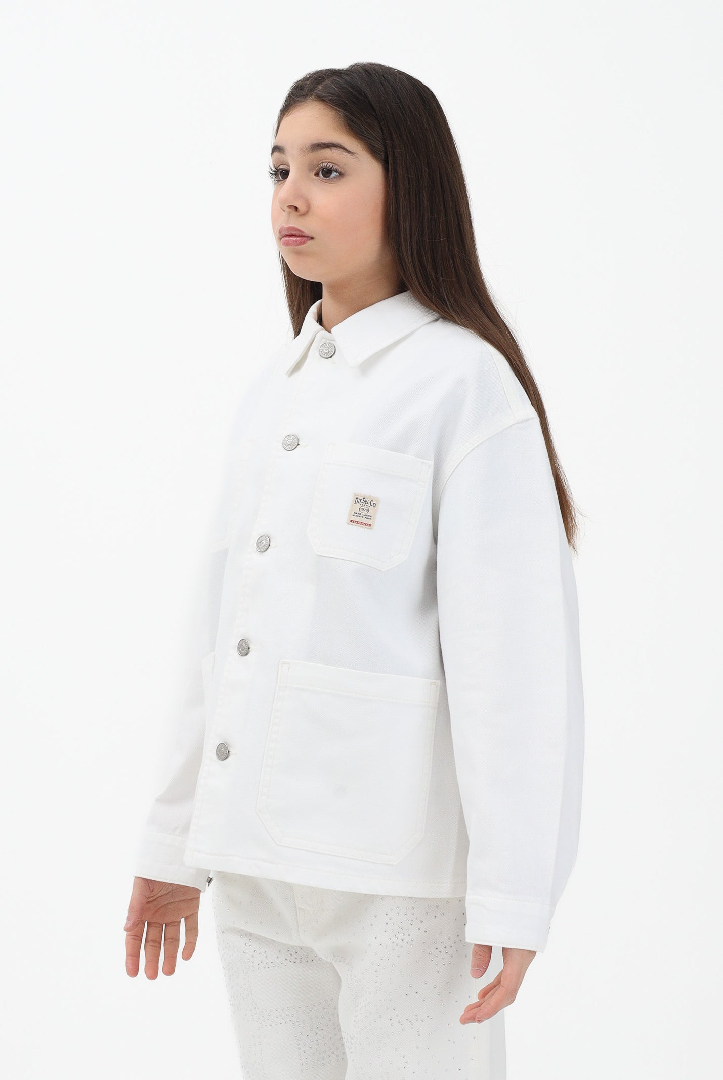 DIESEL Giubbotto di jeans bianco per donna, bambino e bambina con logo J02546KXBRZ K141 DIESEL
