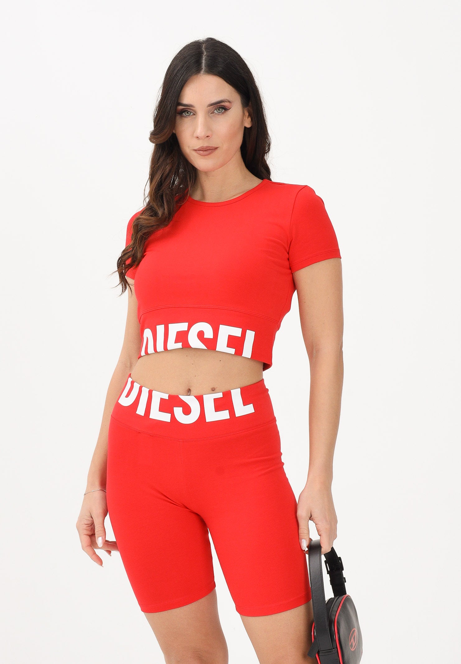 DIESEL T-shirt a manica corta rossa per donna, ragazza e bambina con logo a contrasto J02581KYA0L K405 DIESEL