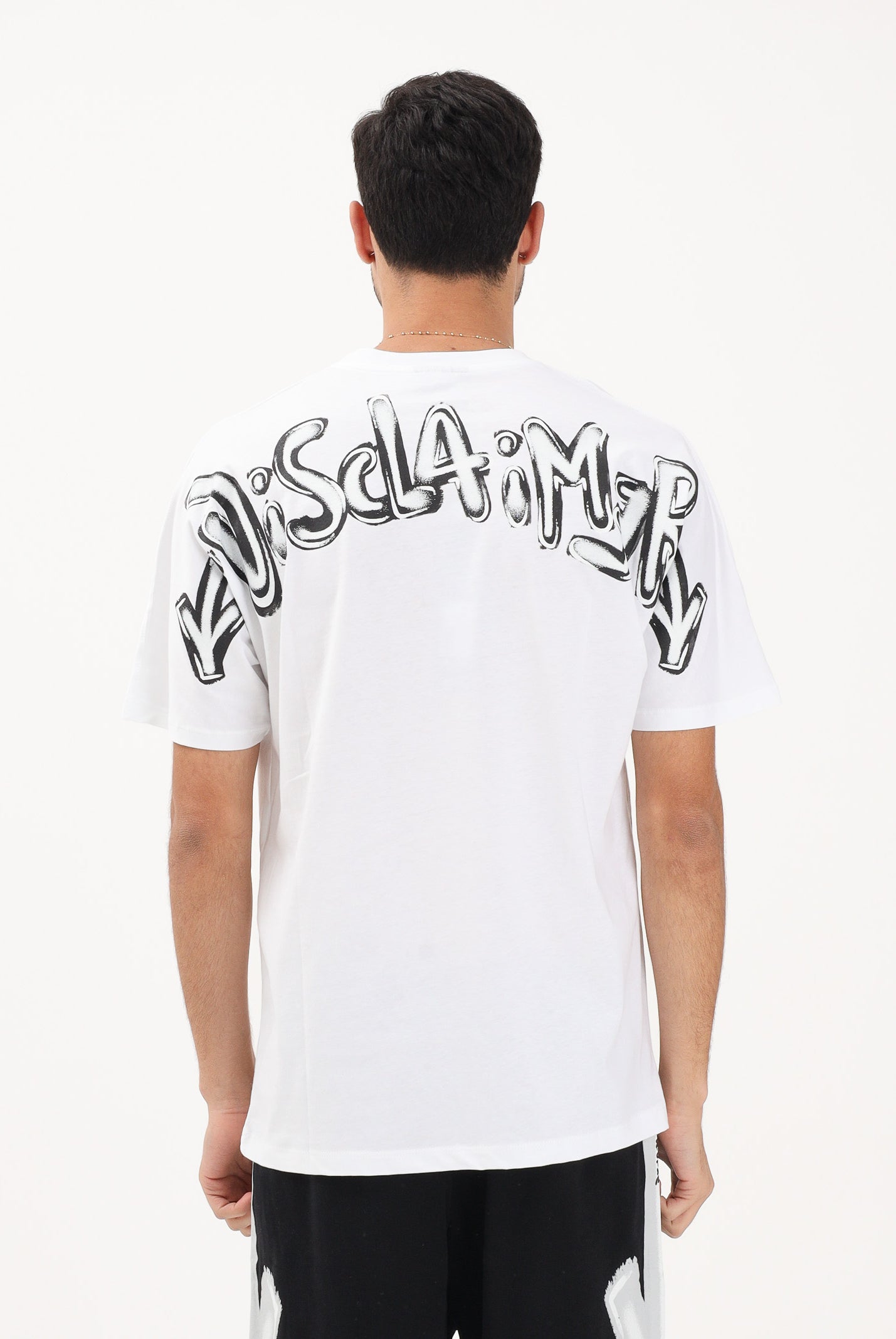 DISCLAIMER T-shirt a manica corta bianca da uomo con stampa logo 26EDS55401 BINE DISCLAIMER