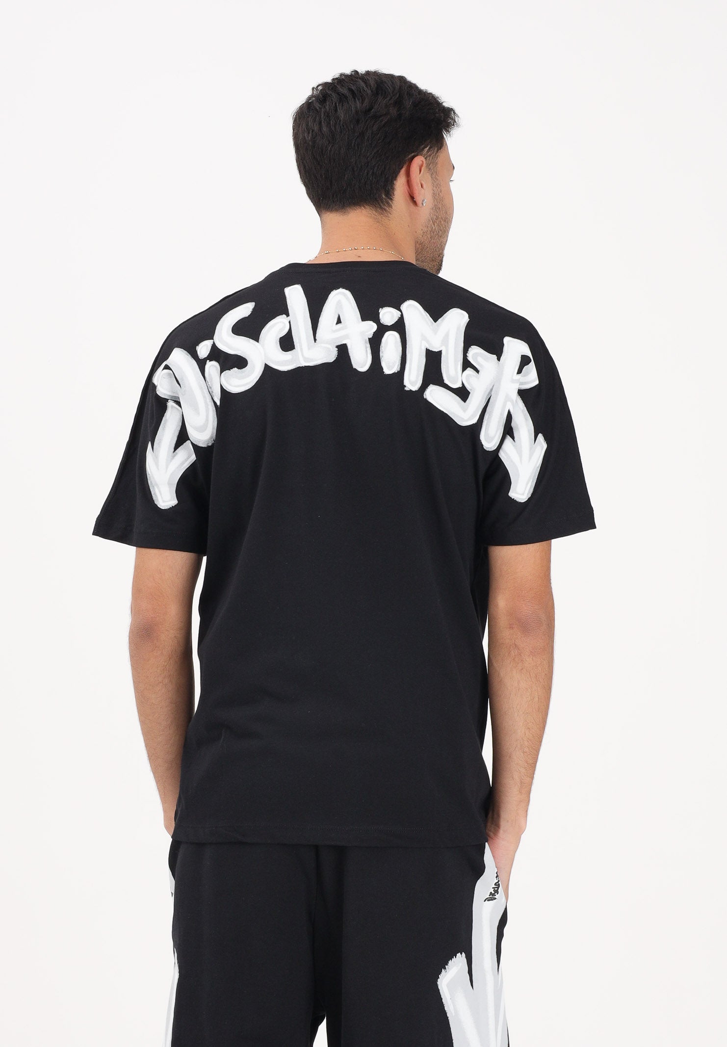 DISCLAIMER T-shirt a manica corta nera da uomo con stampa logo 26EDS55401 NEBI DISCLAIMER