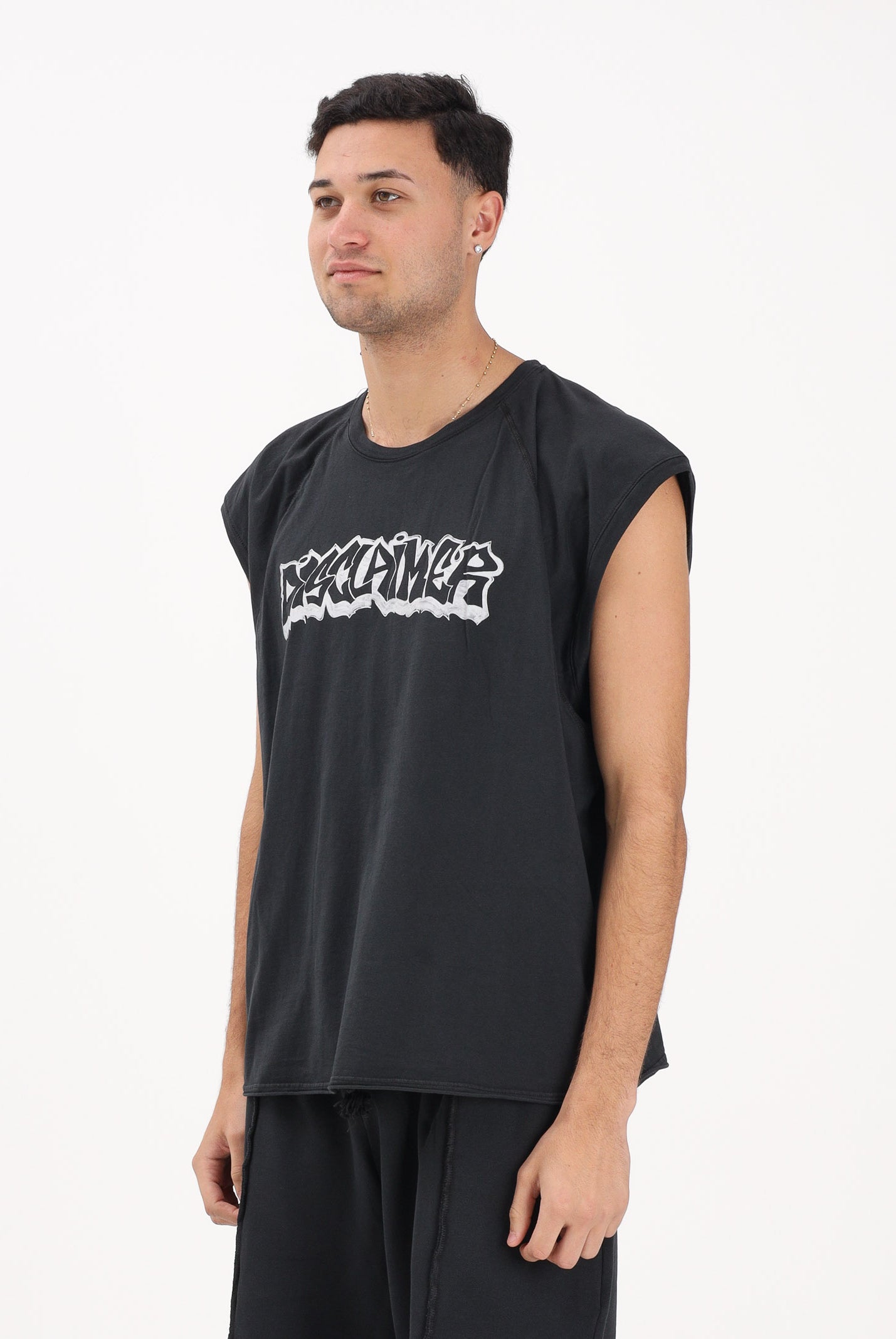 DISCLAIMER T-shirt smanicata grigia da uomo con logo 26EDS55429 NE DISCLAIMER
