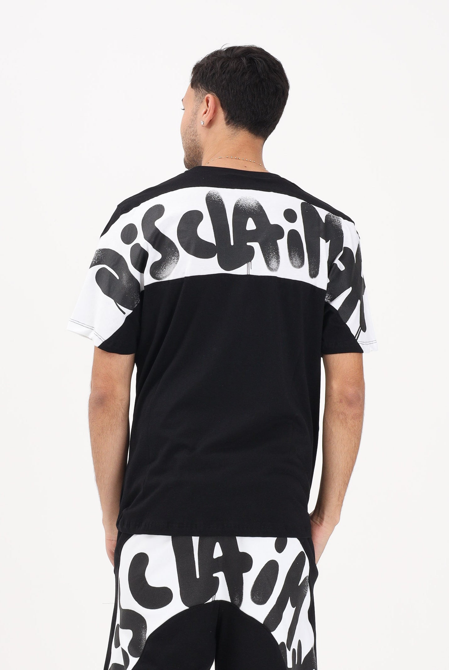 DISCLAIMER T-shirt a manica corta nera da uomo con stampa logo sul retro 26EDS55432 NEBI DISCLAIMER