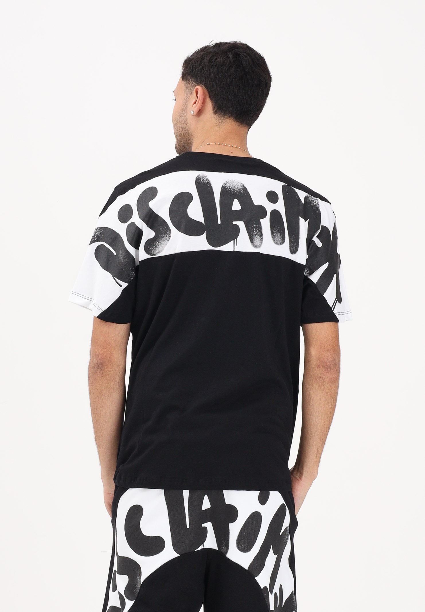 DISCLAIMER T-shirt a manica corta nera da uomo con stampa logo sul retro 26EDS55432 NEBI DISCLAIMER