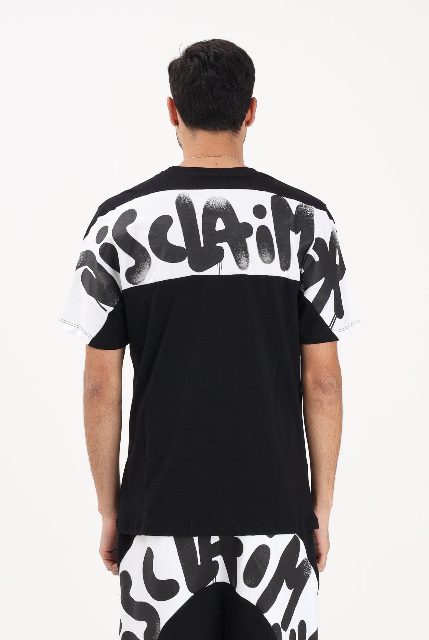 DISCLAIMER T-shirt a manica corta nera da uomo con stampa logo sul retro 26EDS55432 NEBI DISCLAIMER