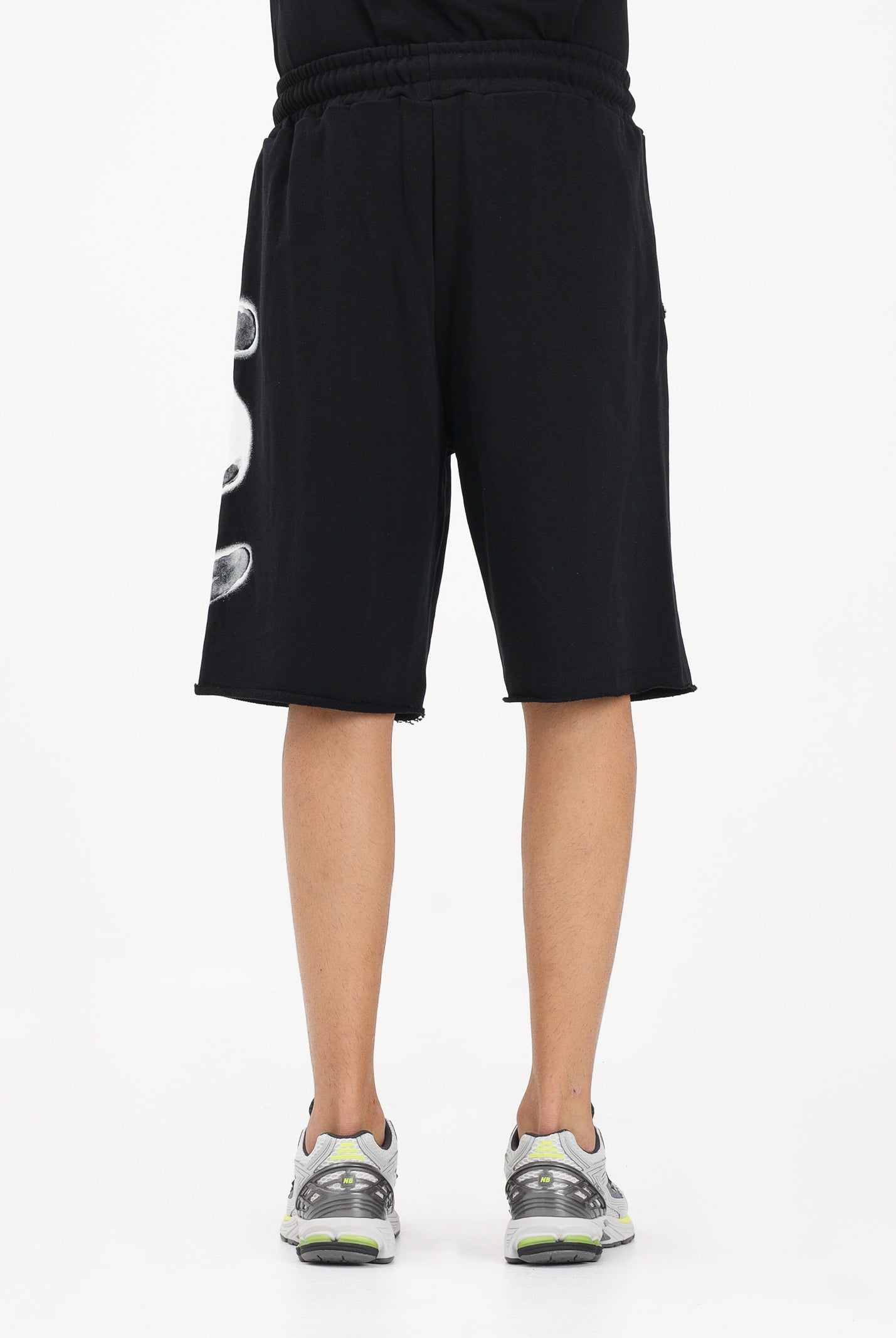 DISCLAIMER Shorts sportivo nero da uomo con logo 26EDS55435 NE DISCLAIMER