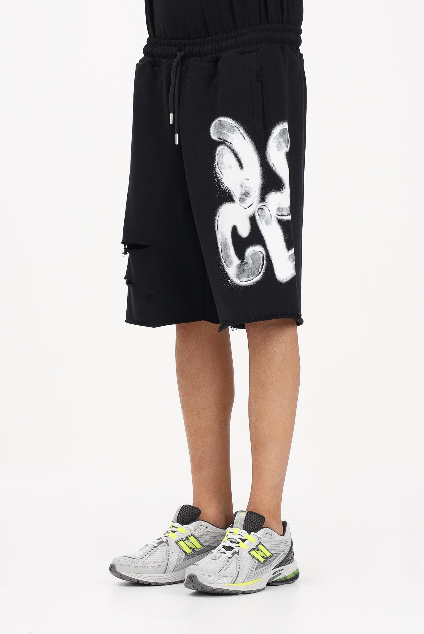 DISCLAIMER Shorts sportivo nero da uomo con logo 26EDS55435 NE DISCLAIMER