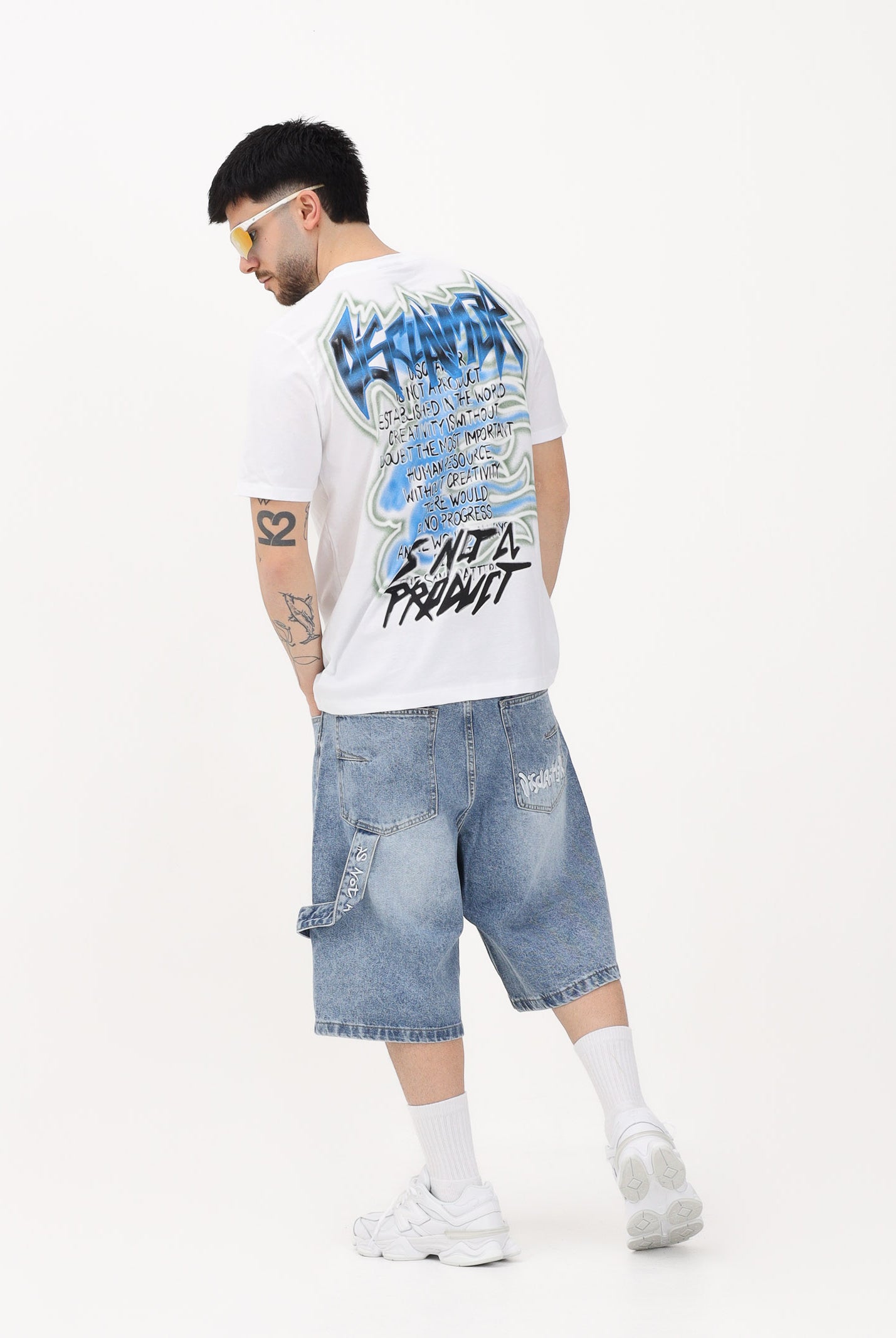 DISCLAIMER T-shirt a manica corta bianca da uomo con stampa grafica posteriore 26EDS55445 BI DISCLAIMER
