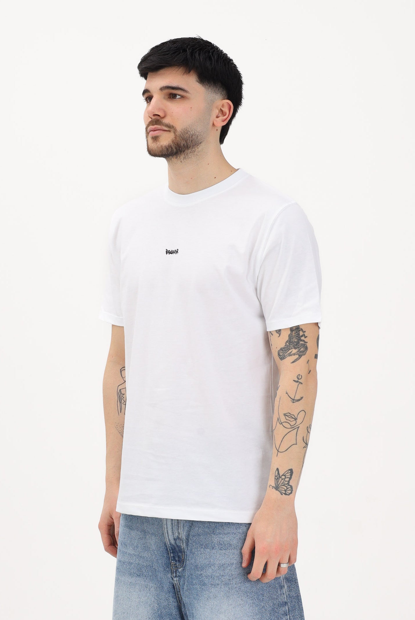 DISCLAIMER T-shirt a manica corta bianca da uomo con stampa grafica posteriore 26EDS55445 BI DISCLAIMER