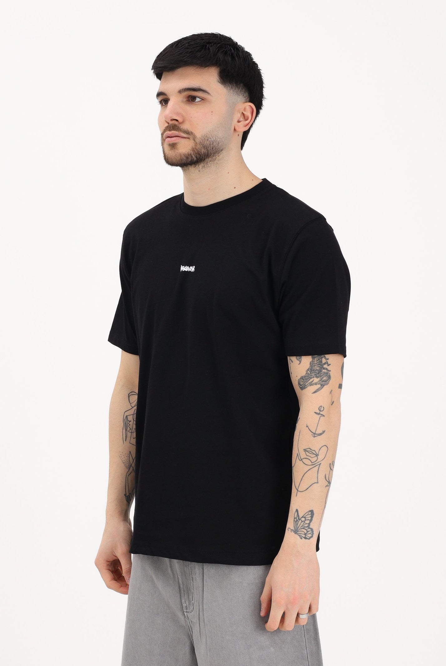 DISCLAIMER T-shirt a manica corta nera da uomo con stampa grafica posteriore 26EDS55445 NE DISCLAIMER
