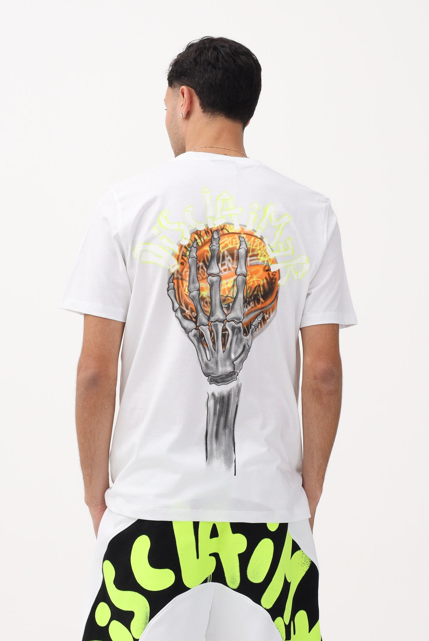 DISCLAIMER T-shirt a manica corta bianca da uomo con grafica sul retro 26EDS55460 BI DISCLAIMER