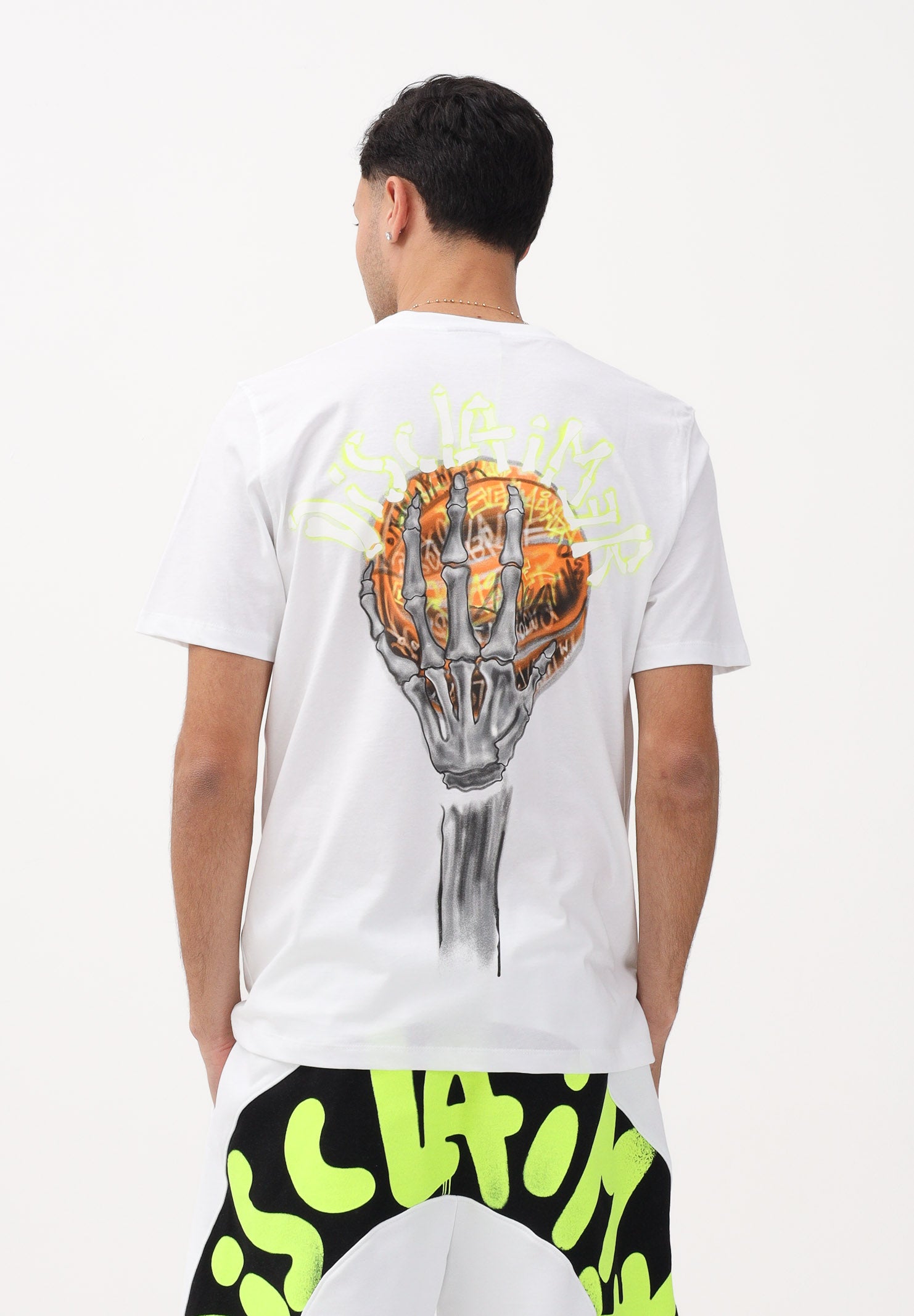 DISCLAIMER T-shirt a manica corta bianca da uomo con grafica sul retro 26EDS55460 BI DISCLAIMER