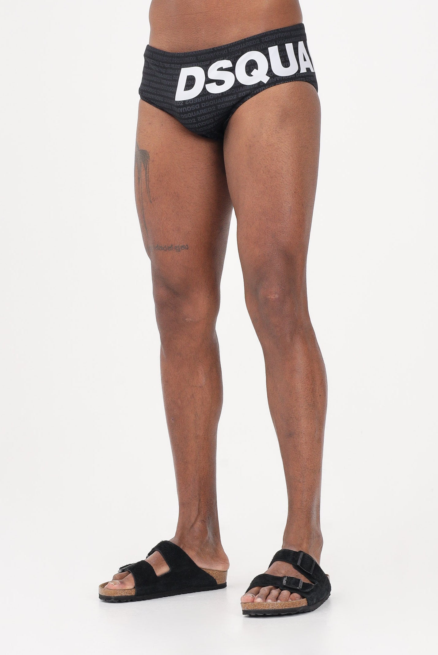 DSQUARED2 Slip mare nero da uomo con logo maxi e stampa all-over D7B2E6590 010 DSQUARED2
