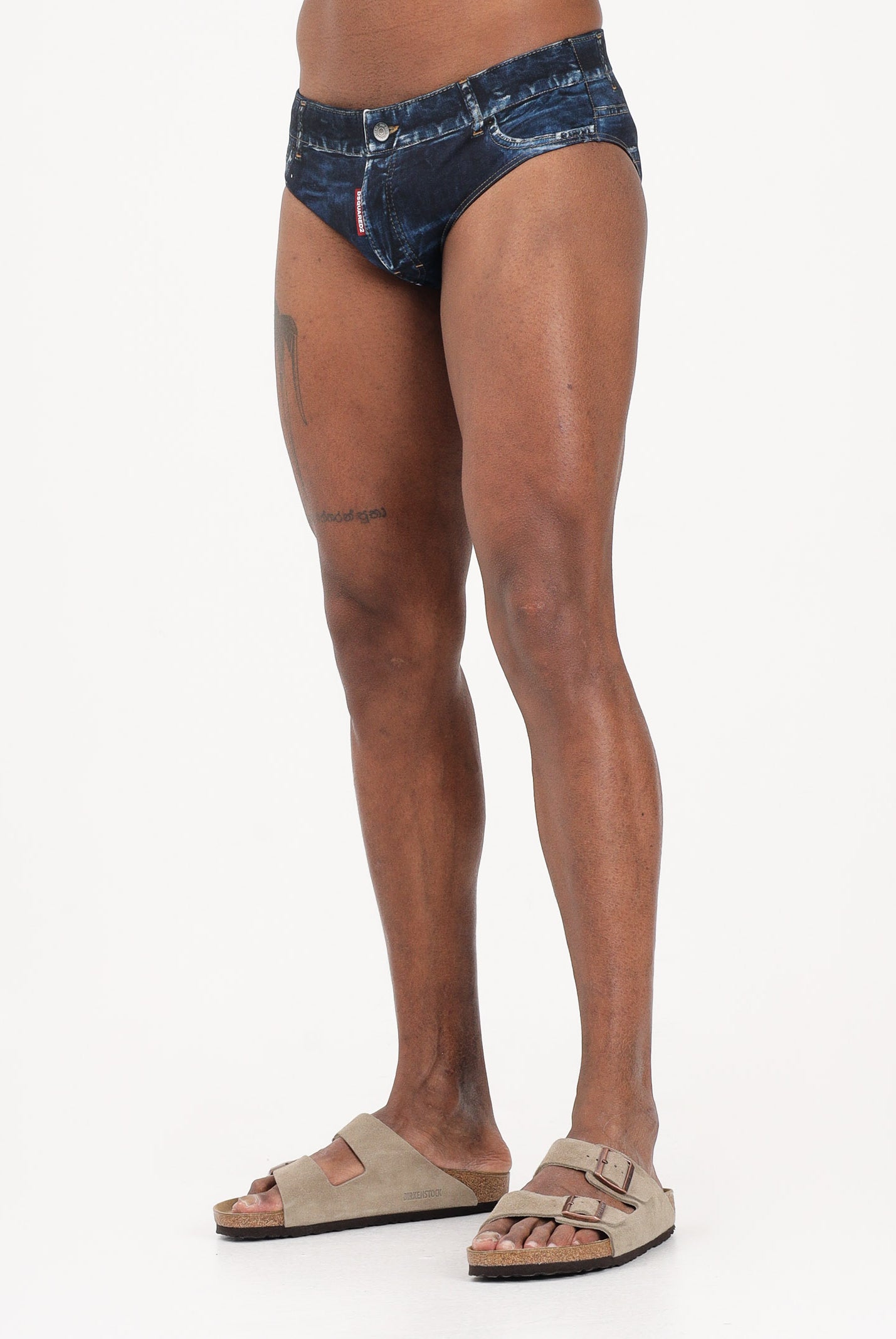 DSQUARED2 Slip mare blu da uomo con stampa denim D7B326680 427 DSQUARED2