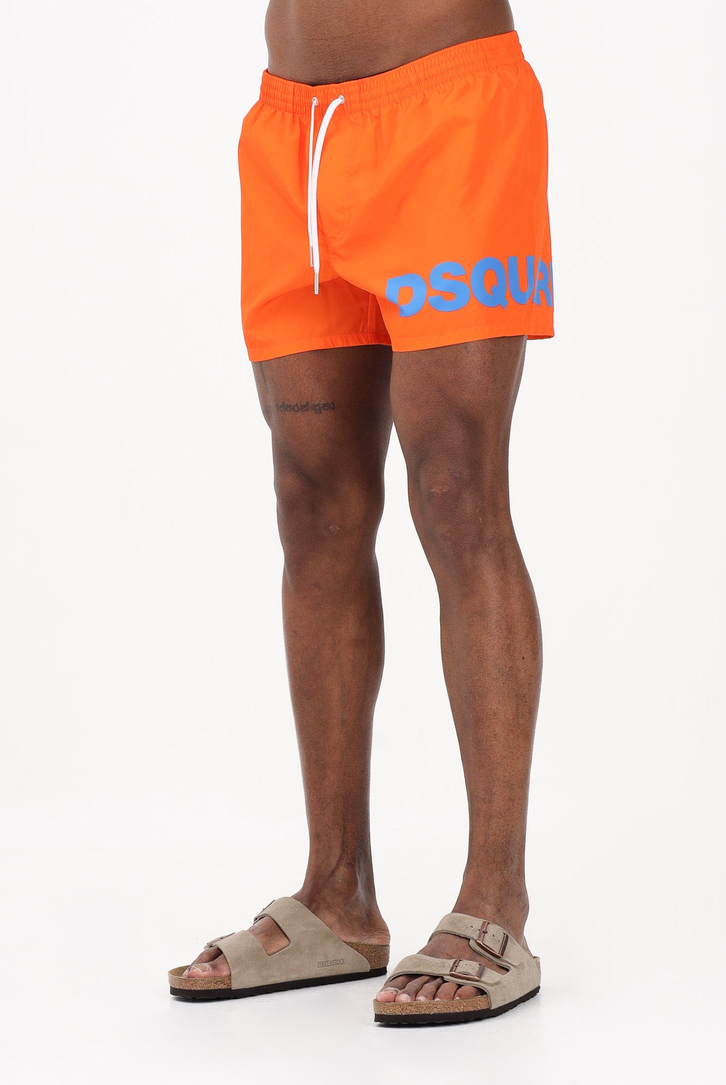 DSQUARED2 Shorts mare arancione da uomo con stampa logo D7B5C6750 810 DSQUARED2