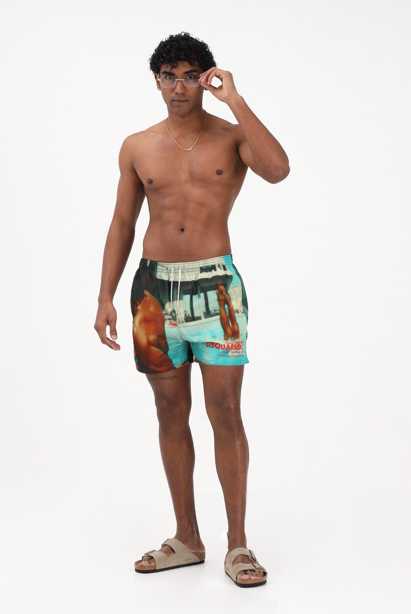 DSQUARED2 Shorts mare multicolore da uomo con stampa fotografica all-over D7B626770 998 DSQUARED2