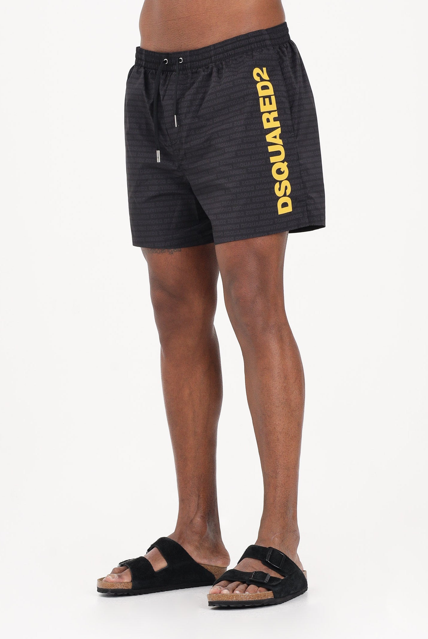 DSQUARED2 Shorts mare nero da uomo con stampa logo D7B646600 014 DSQUARED2