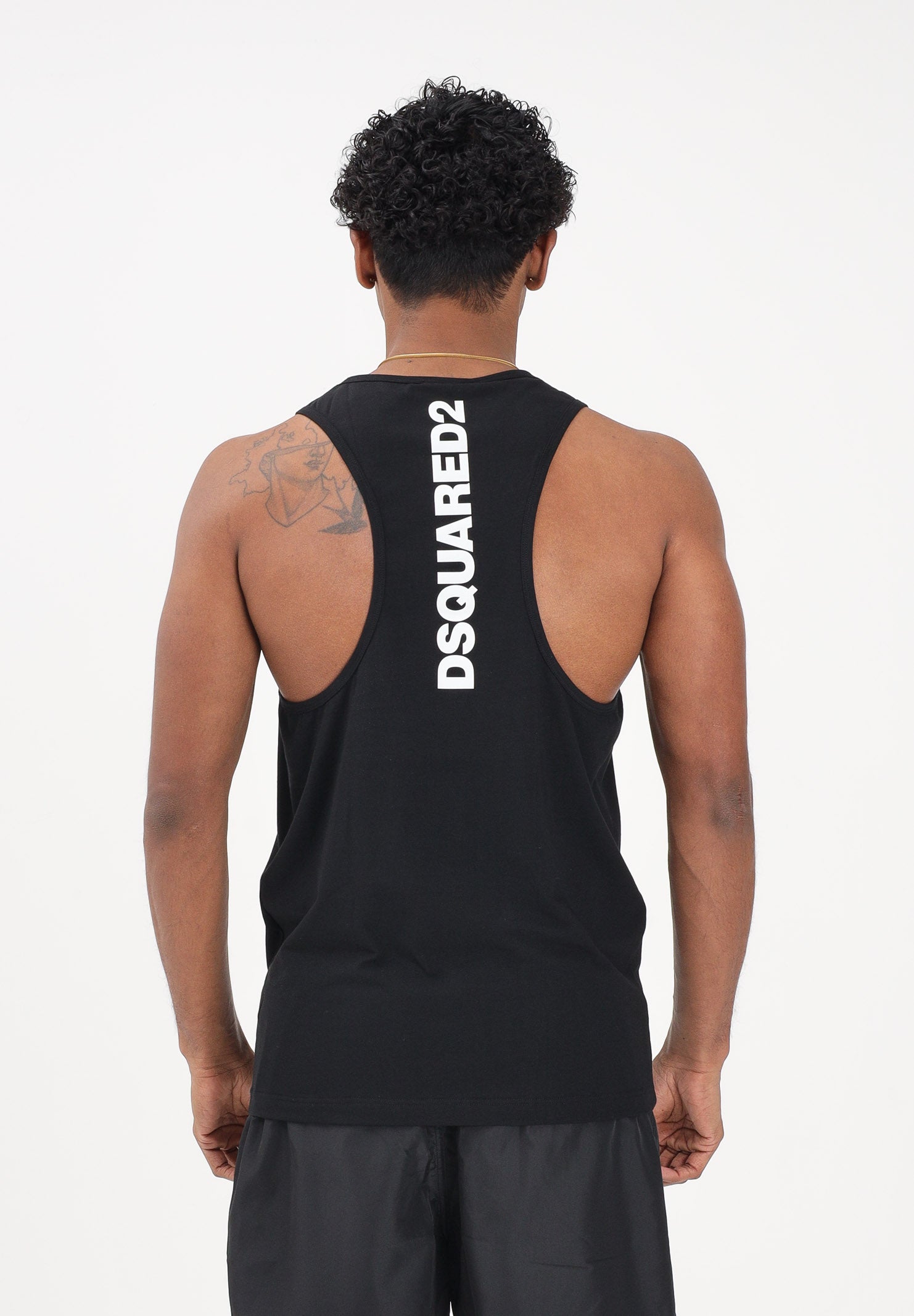 DSQUARED2 Canotta nera da uomo con logo sul retro D9D446190 010 DSQUARED2