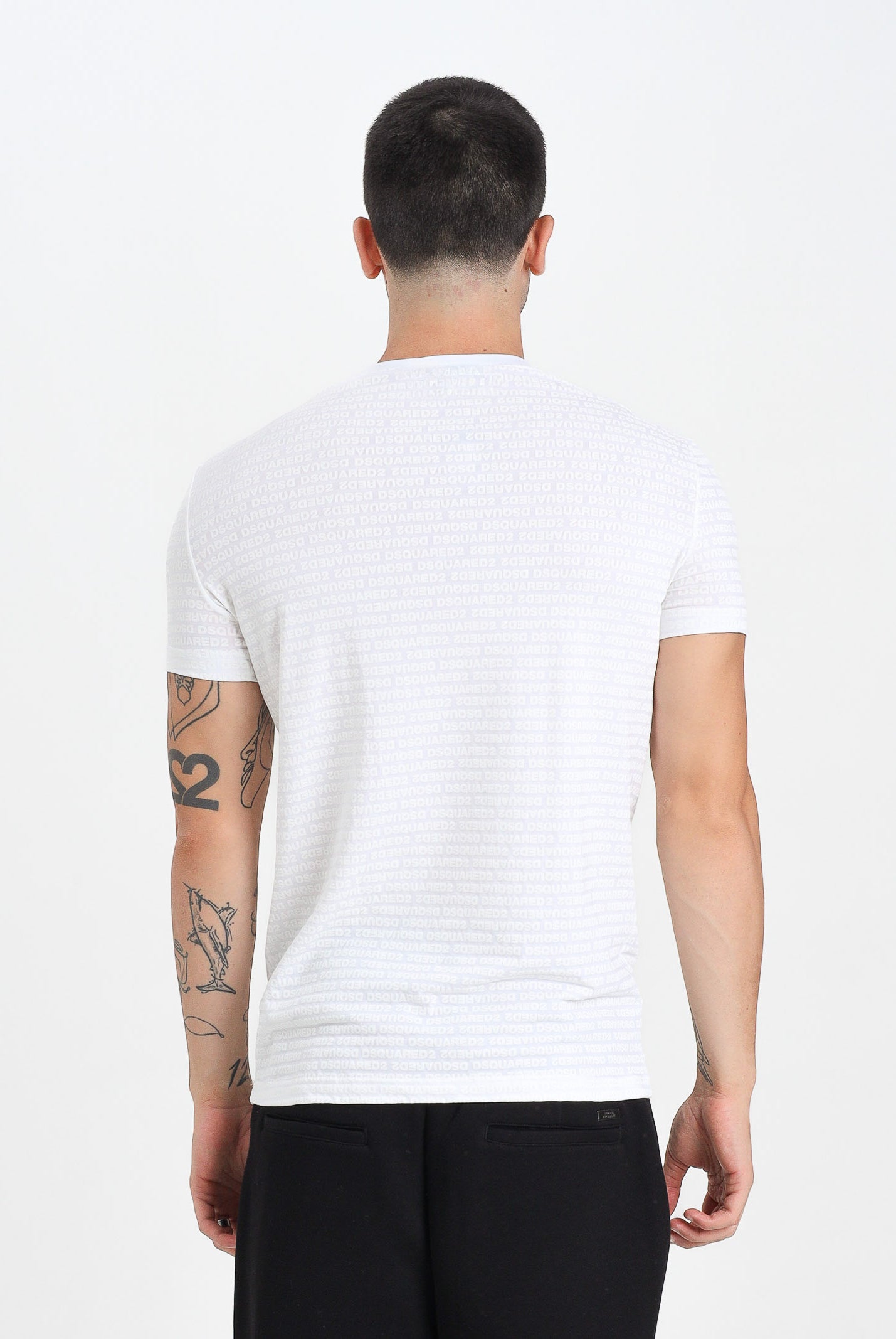 DSQUARED2 T-shirt a manica corta bianca da uomo con logo all--over D9H136200T 110 DSQUARED2