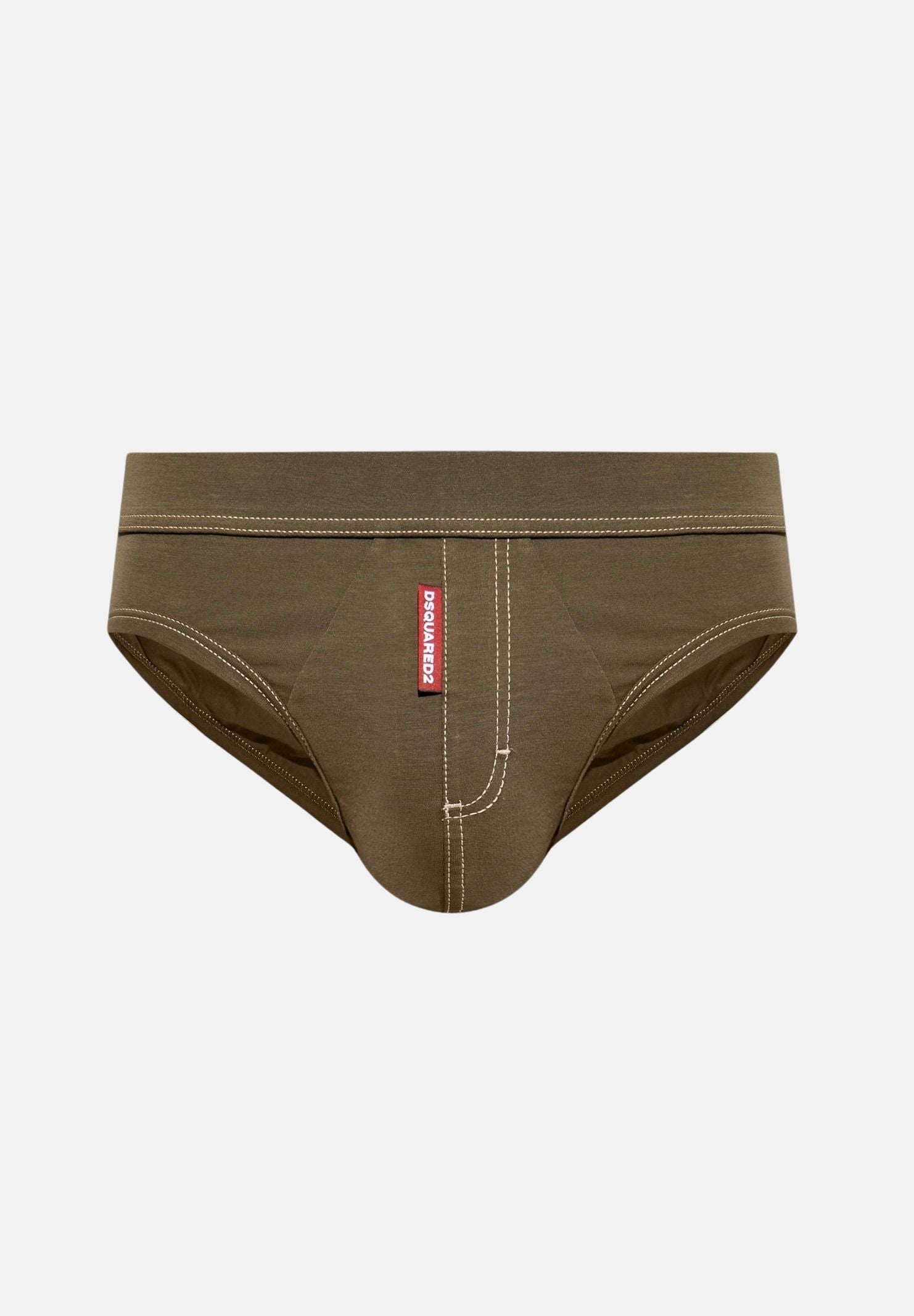 DSQUARED2 Slip verde militare da uomo con etichetta logo D9L806260 302 DSQUARED2