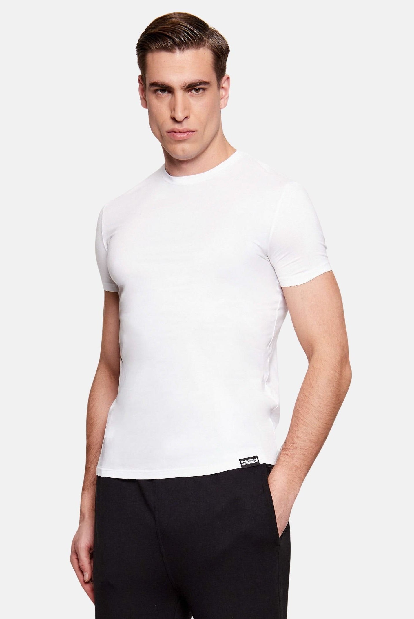 DSQUARED2 T-shirt a manica corta bianca da uomo con patch logo D9M206240 100 DSQUARED2