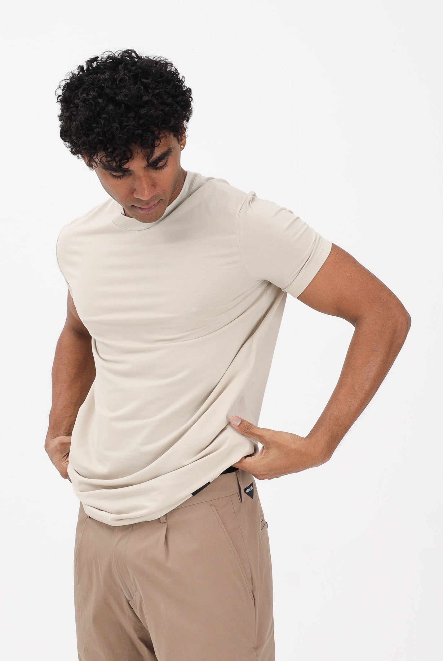 DSQUARED2 T-shirt a manica corta beige da uomo con patch logo D9M206240 266 DSQUARED2